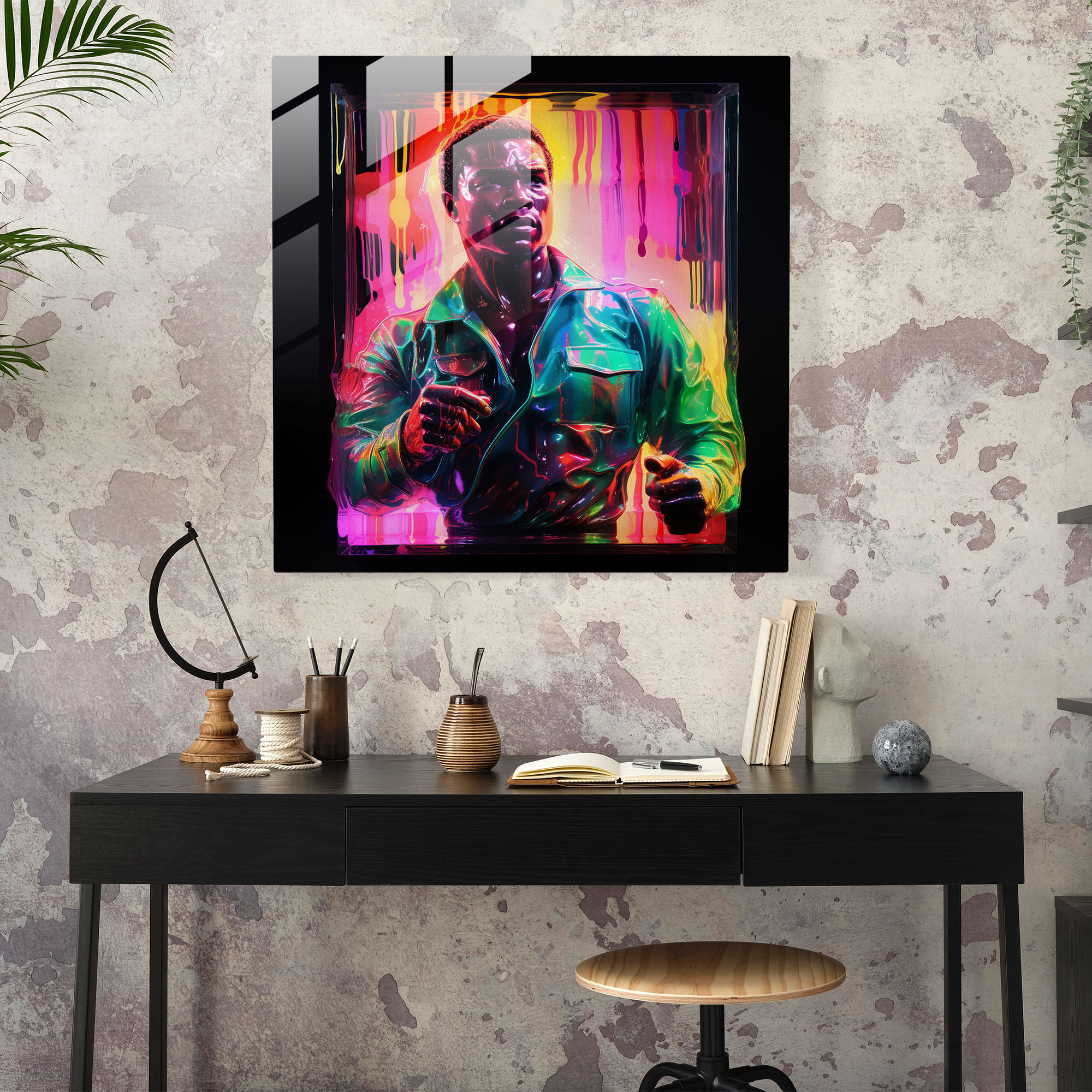 Muhammad Ali Neon Glass Art - Muhammad Ali, Muhammad Ali, Wall Decoration, Glass Wall Art