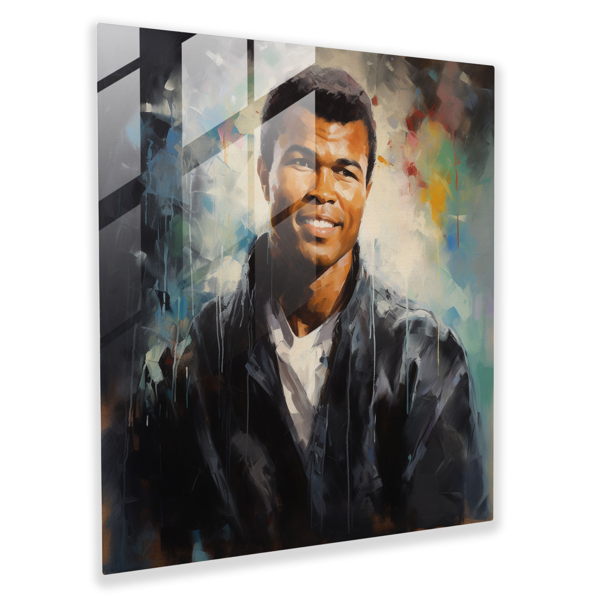 Muhammad Ali Expressive Oil Painting Glass Print - Muhammad Ali, Home Decoration, Glass Wall Art, Muhammad Ali