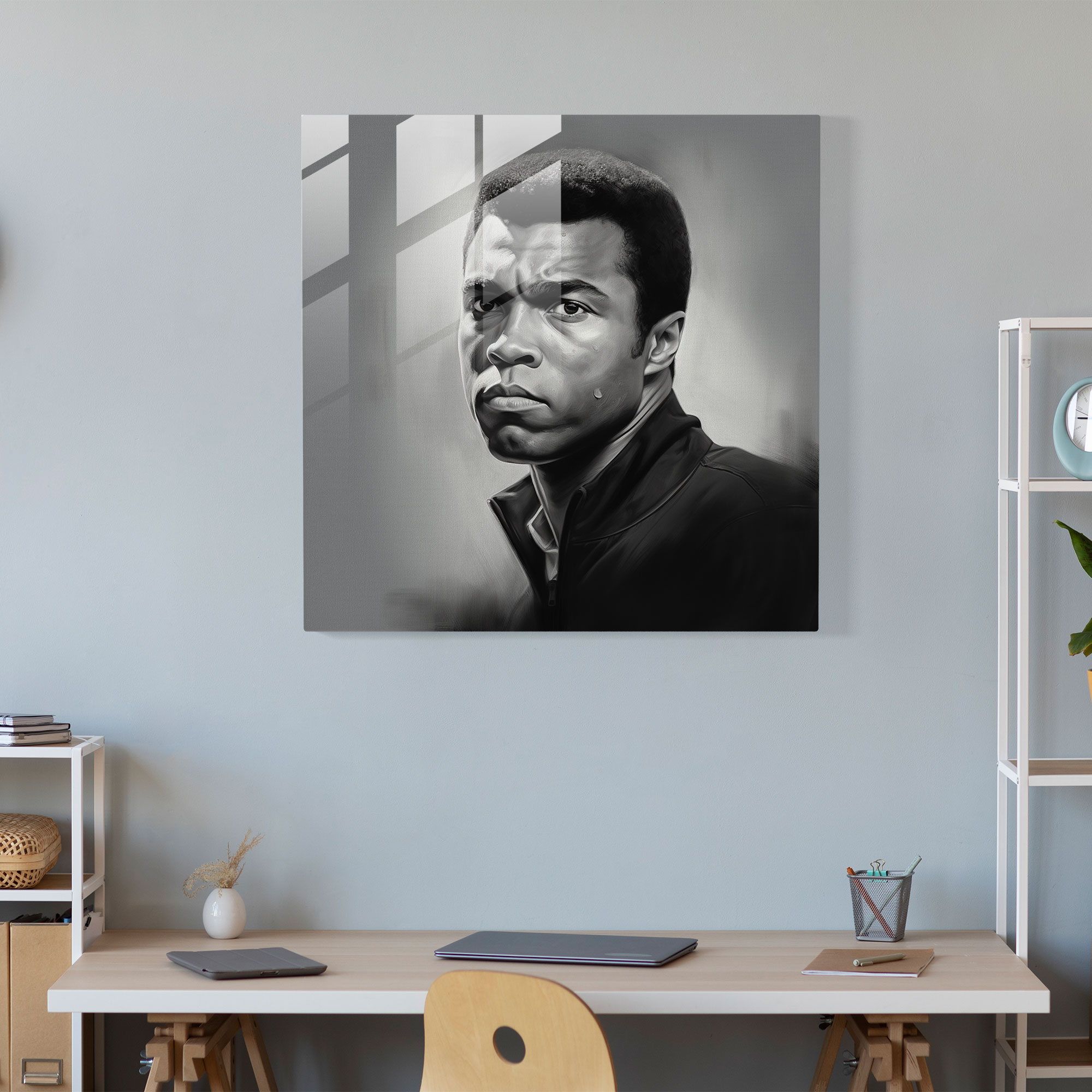 Muhammad Ali Gerçekçi Portre Cam Tablo - Muhammed Ali Cam Tablo Cam Sanatı Ev Dekorasyonu