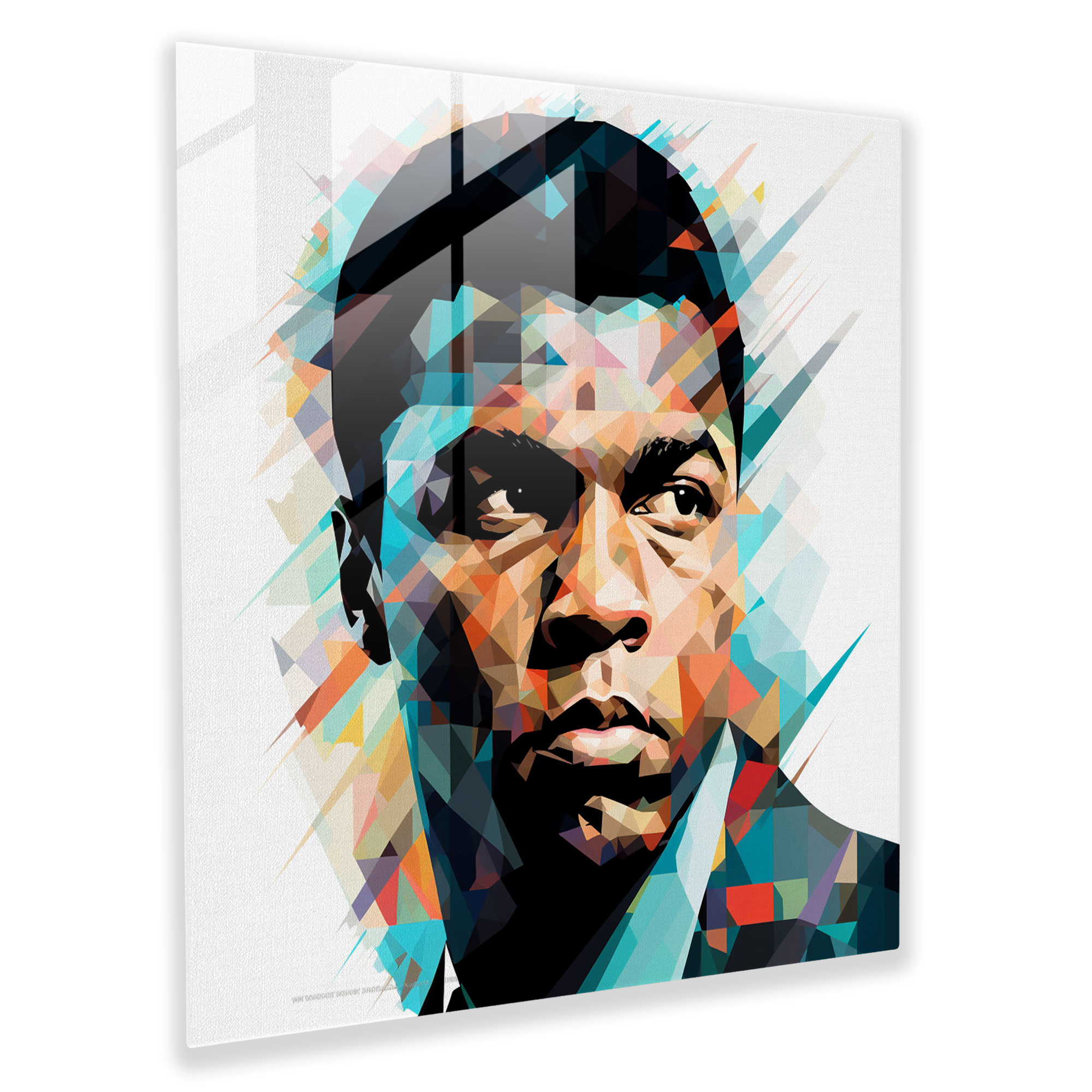 Muhammad Ali Geometrik Desen Cam Tablo - Ev Dekorasyonu İçin Muhammad Ali Cam Duvar Sanatı