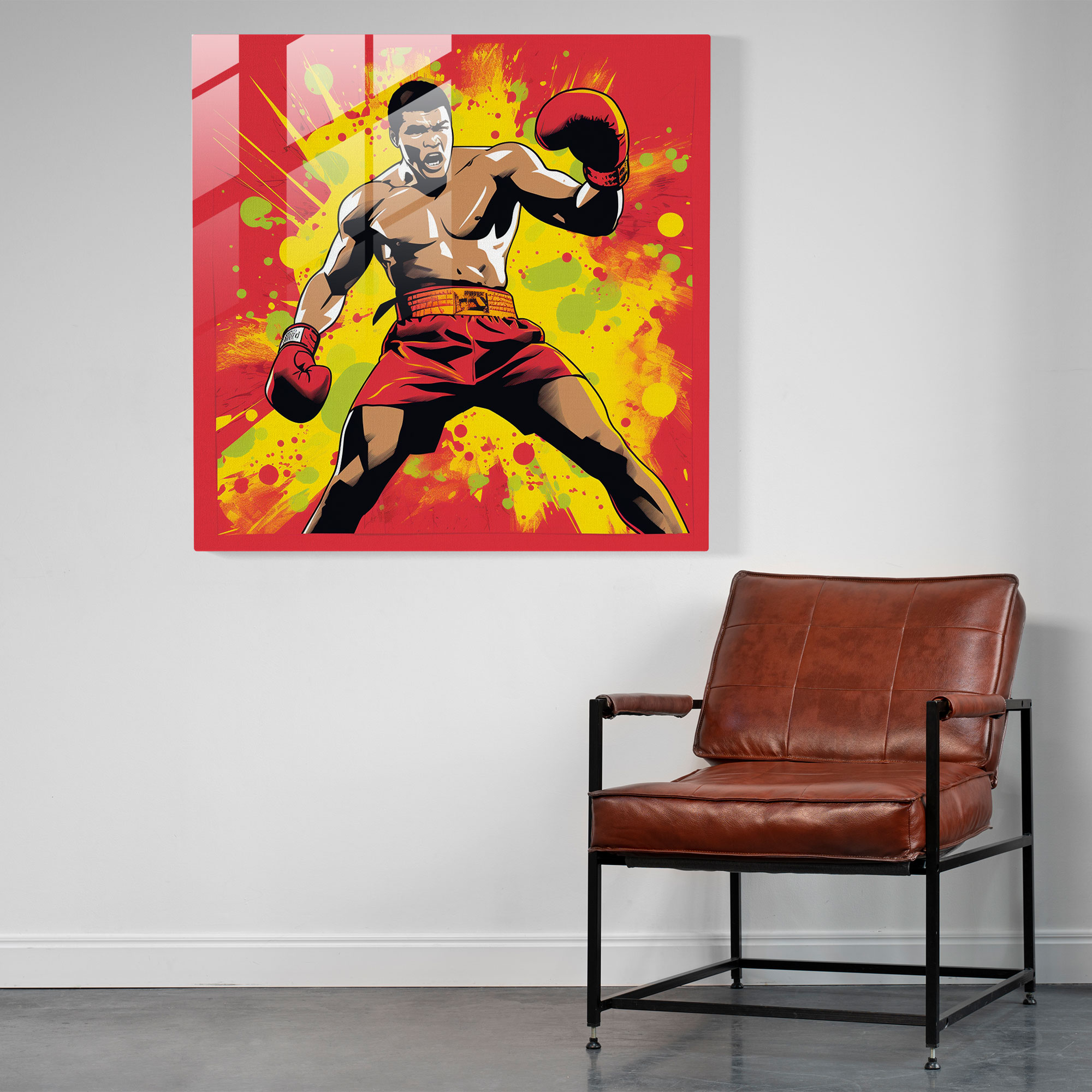 Muhammad Ali Cam Tablo - Pop Art Duvar Dekorasyonu Modern Sanat
