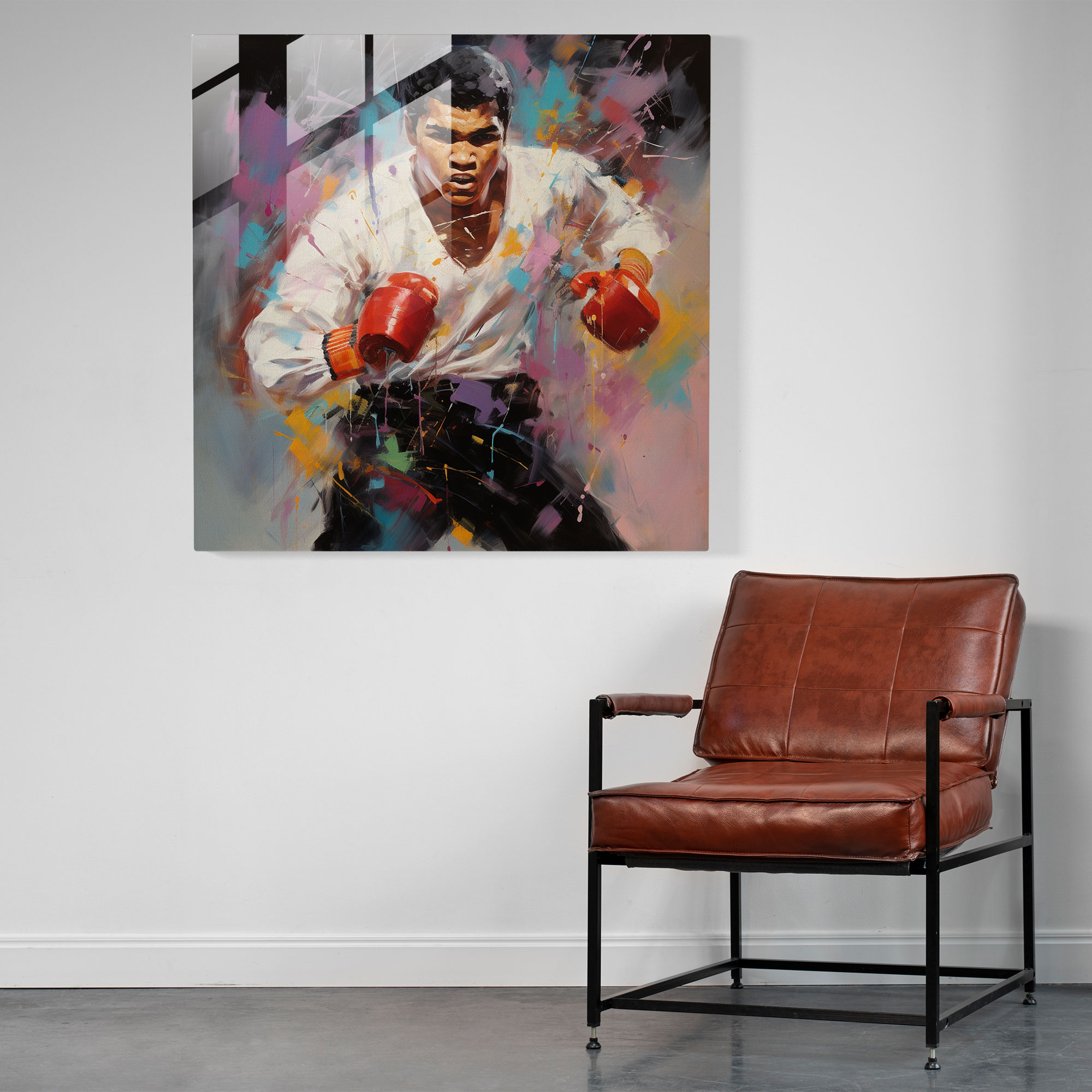 Muhammad Ali Cam Tablo - Modern Sanat İzlenimci Tablo