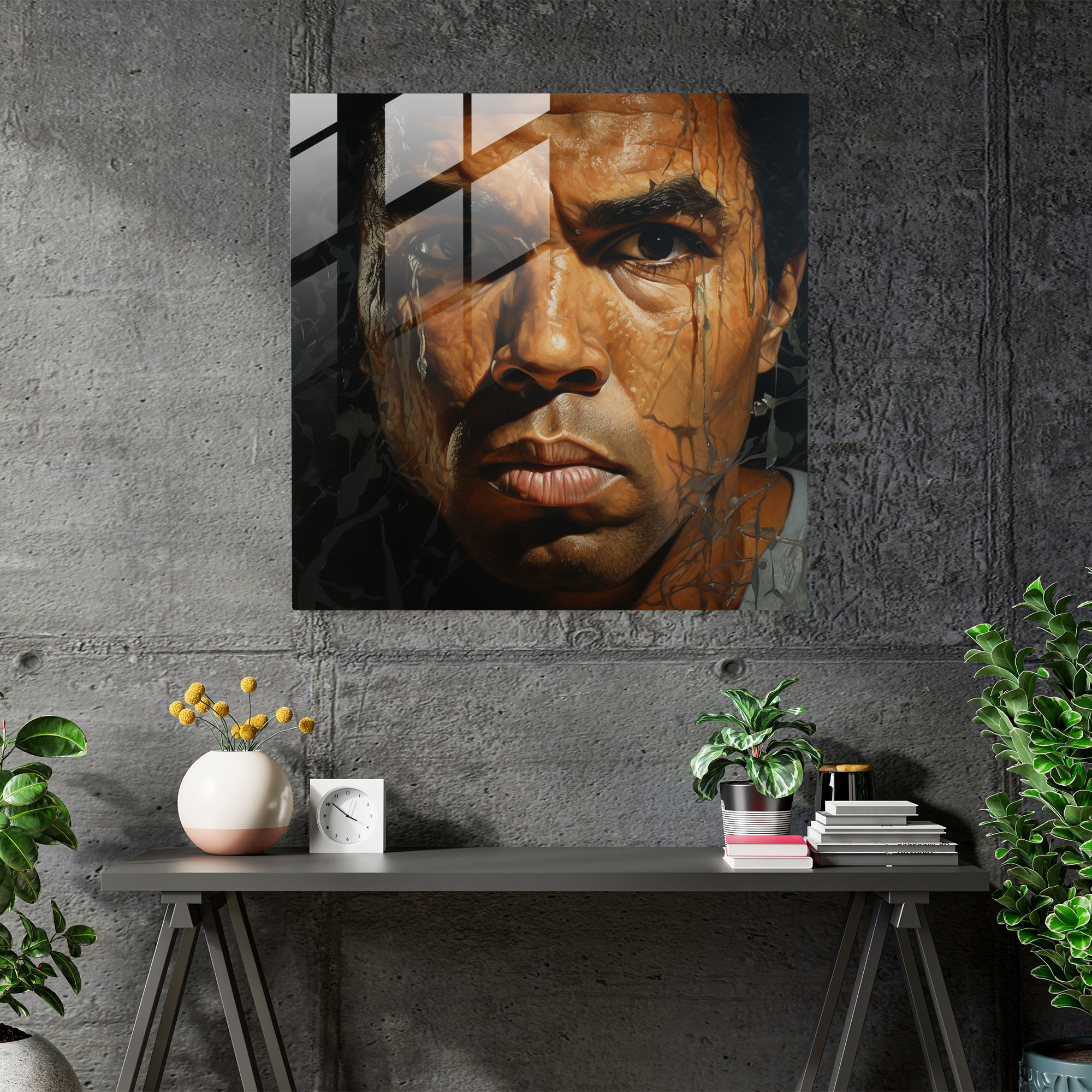 Muhammad Ali Cam Tablo - Modern Sanat Cam Tablo Cam Sanat