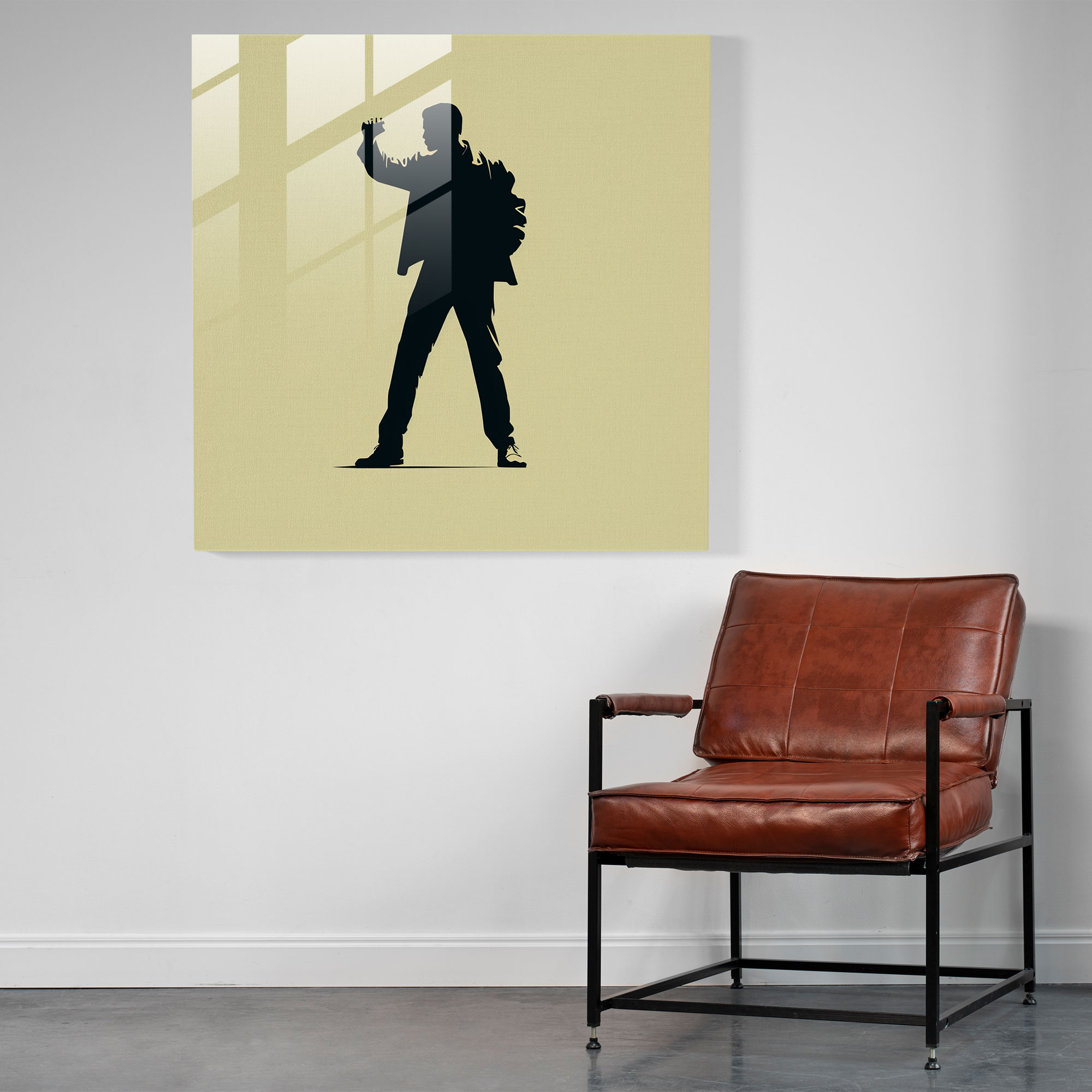 Muhammad Ali Minimalist Cam Tablo - Muhammad Ali Ev Dekorasyonu İkonik Duruş