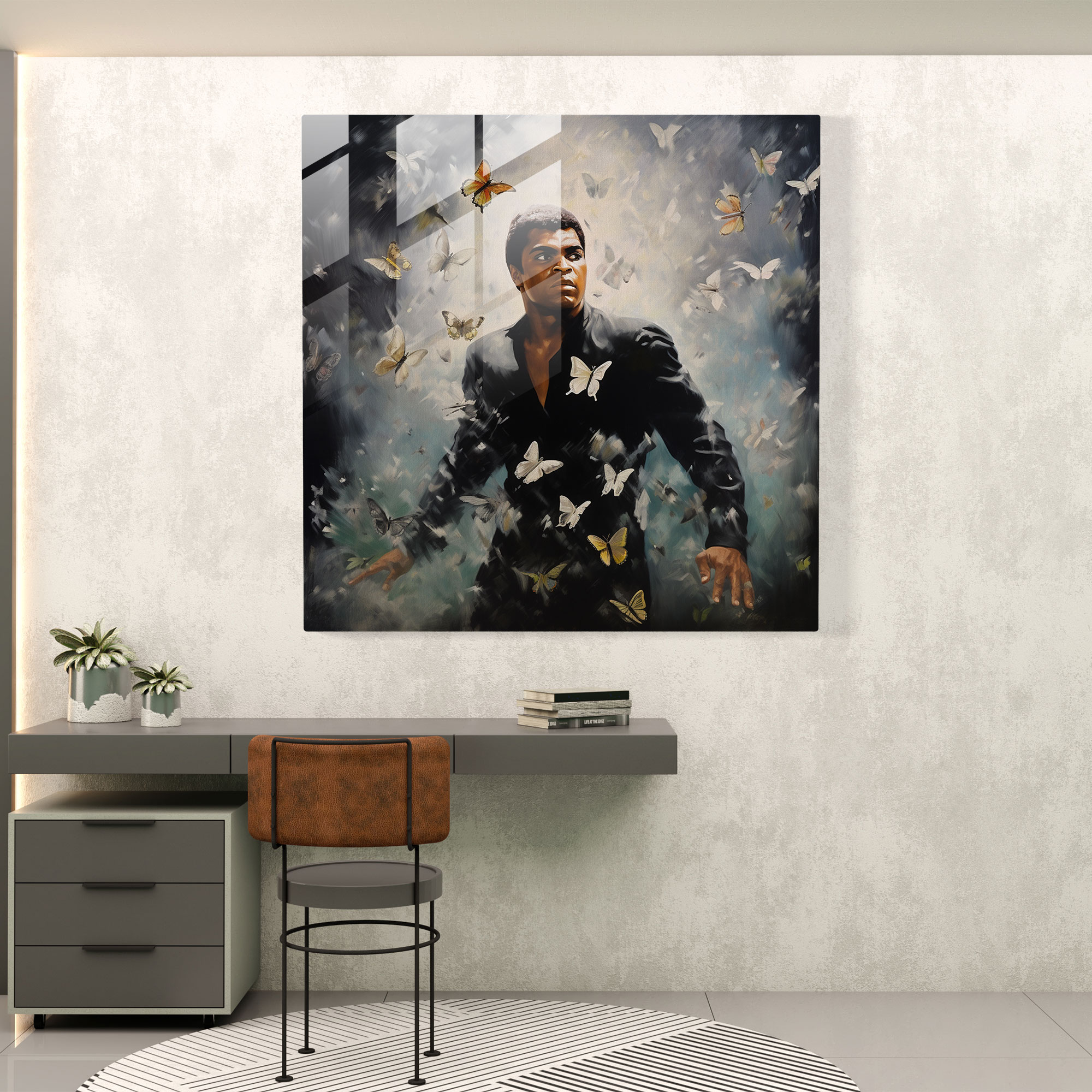 Muhammad Ali Surreal Cam Tablo - Ev Dekorasyonu Zarafet