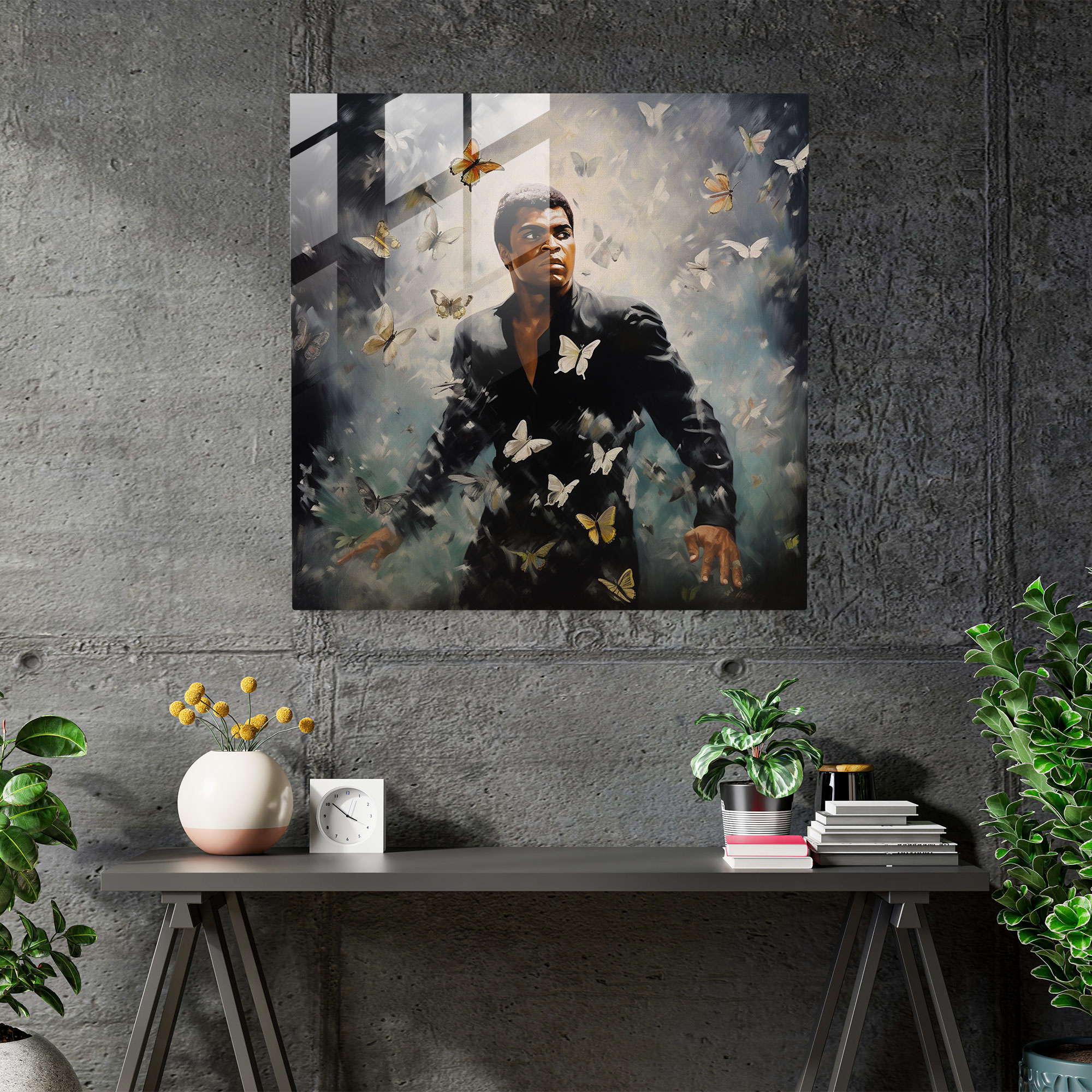 Muhammad Ali Surreal Cam Tablo - Ev Dekorasyonu Zarafet