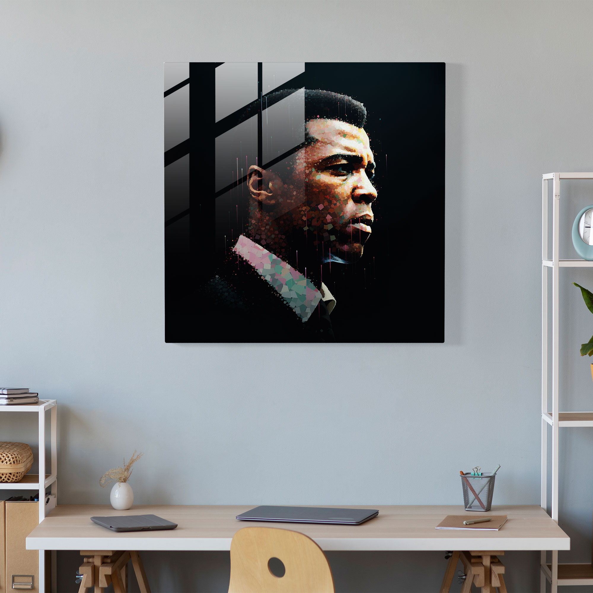 Muhammad Ali Digital Art Glass Print - Muhammad Ali, Glass Art, Glass Wall Art, Wall Decoration