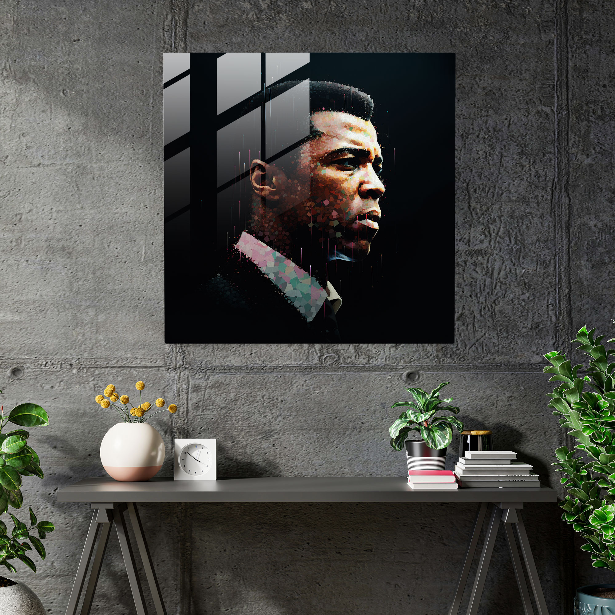 Muhammad Ali Digital Art Glass Print - Muhammad Ali, Glass Art, Glass Wall Art, Wall Decoration