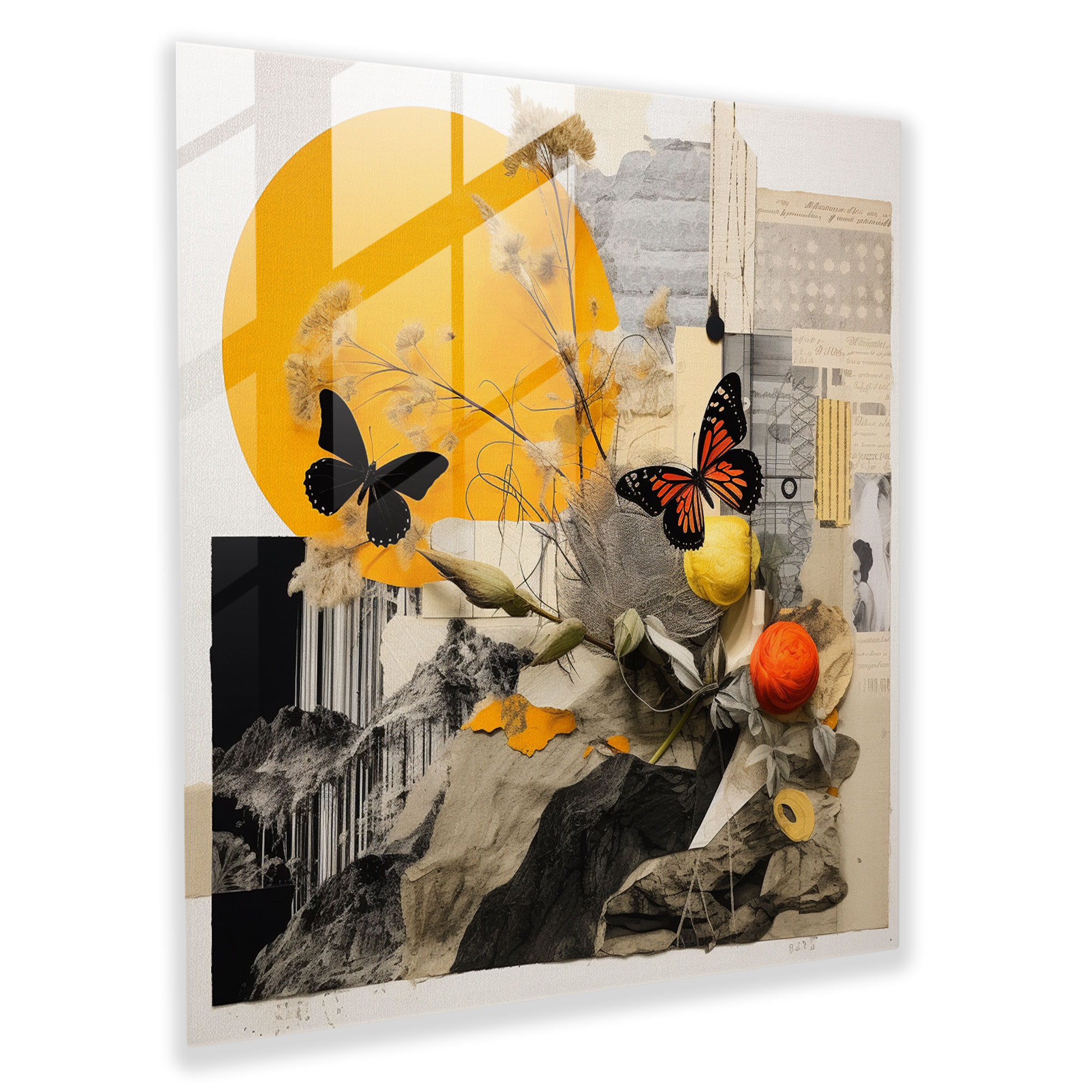 Captivating Contemporary Glass Print - Fusion of Various Elements and Textures Glass Wall Art