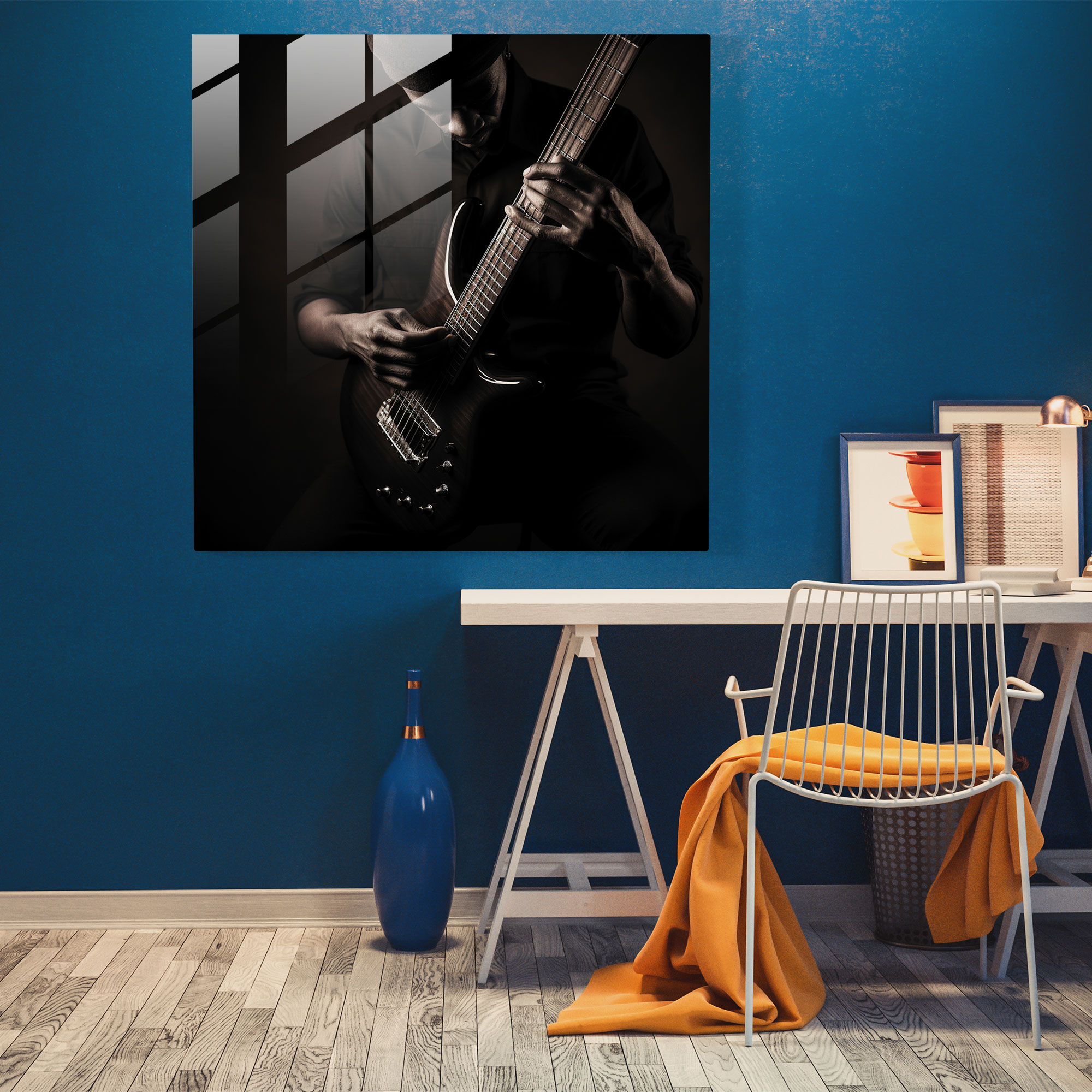 Harmonische Eleganz Glasbild - Minimalistische Glaswandkunst für die Wohnungsdekoration