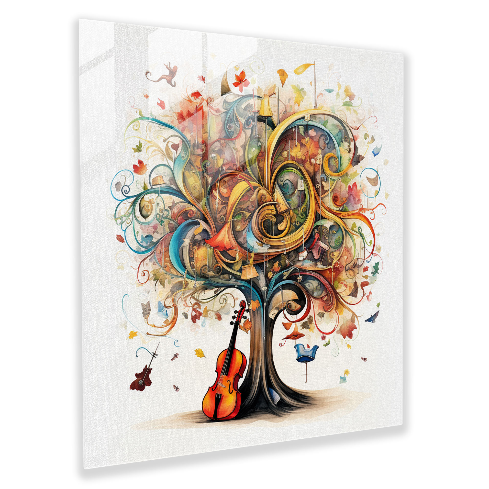 Melodic Haven Glass Print - Whimsical Glass Wall Art Home Decoration