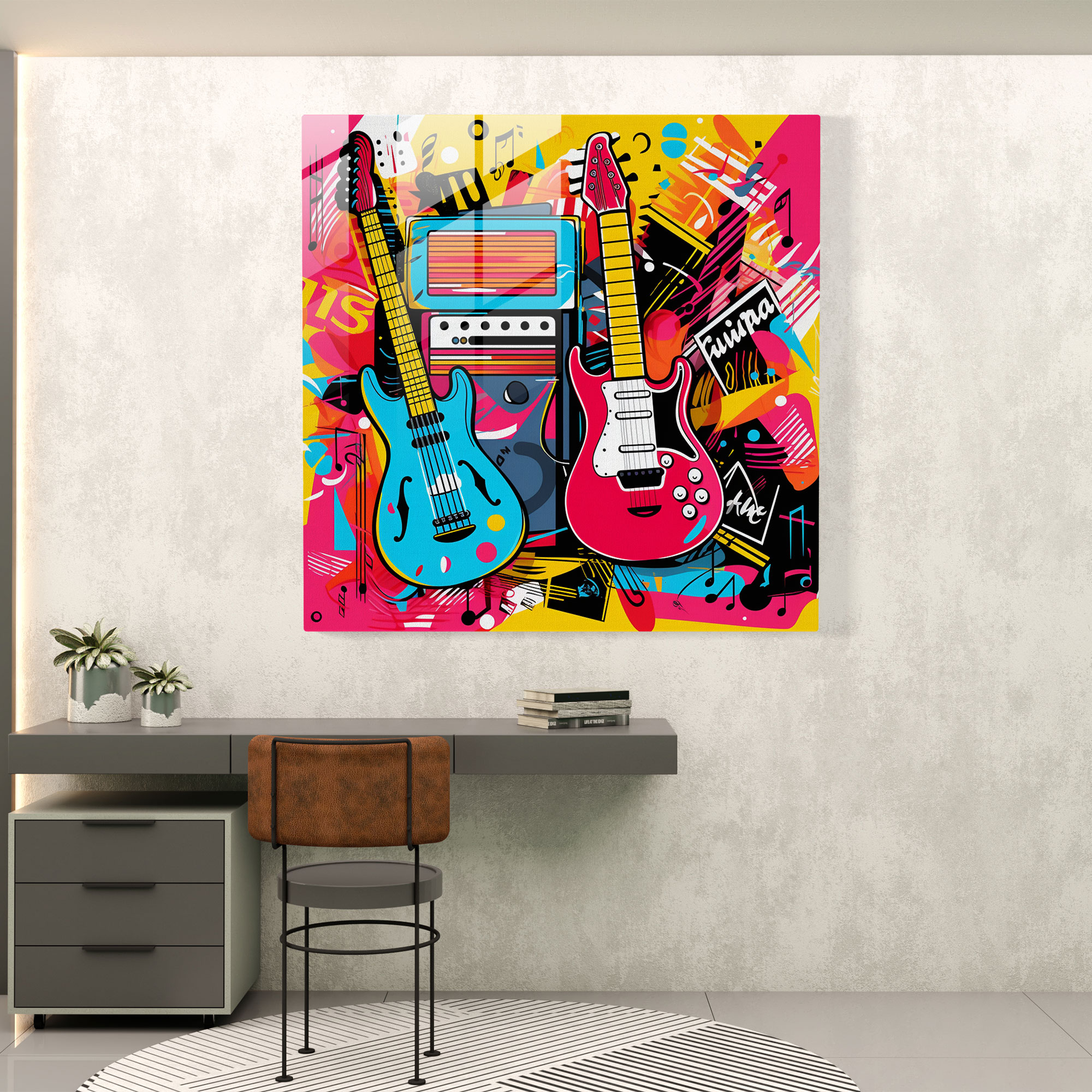Rhythm Revival Glass Print - Retro Glass Wall Art Home Decoration