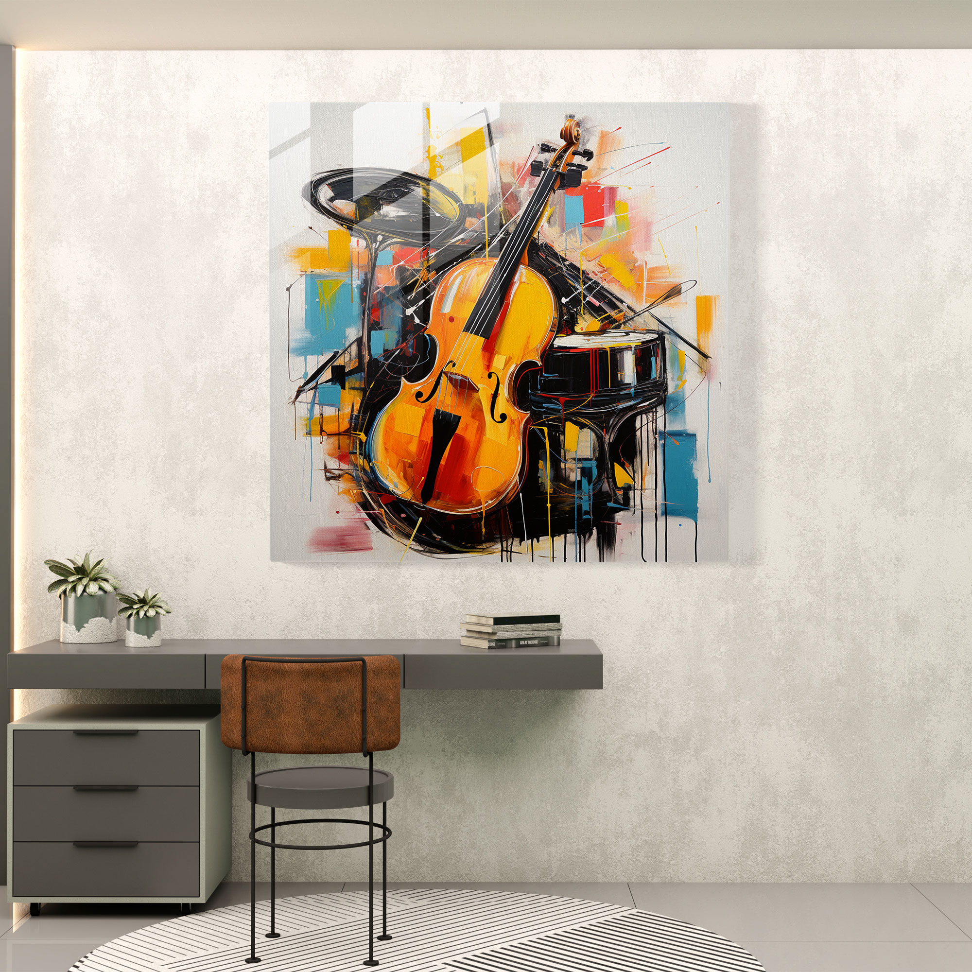 Melodic Fusion Glass Print - Abstract Glass Wall Art Home Decoration