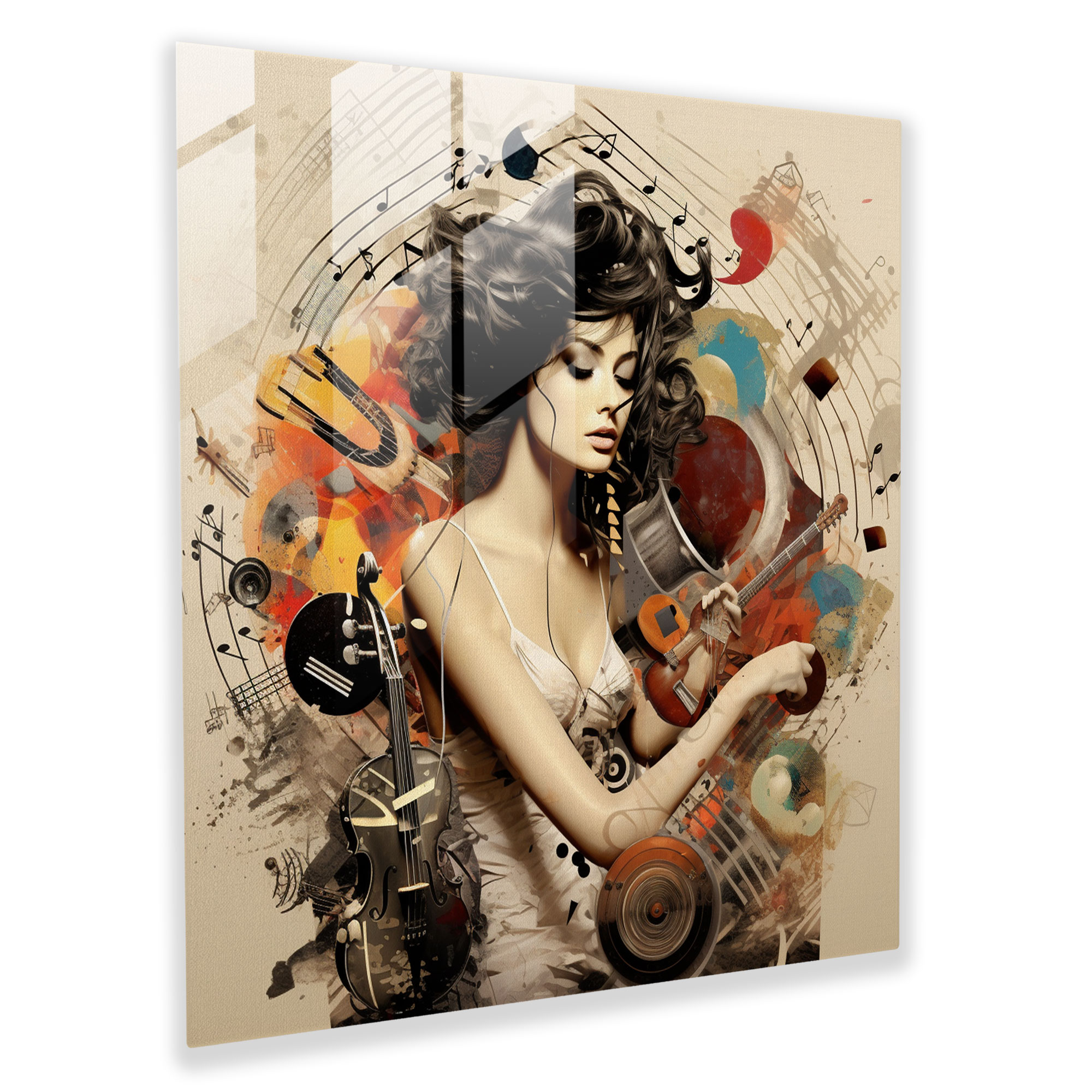 Glasbild Musiksymphonie - Modernes digitales Collage - Wohn- und Wanddekoration