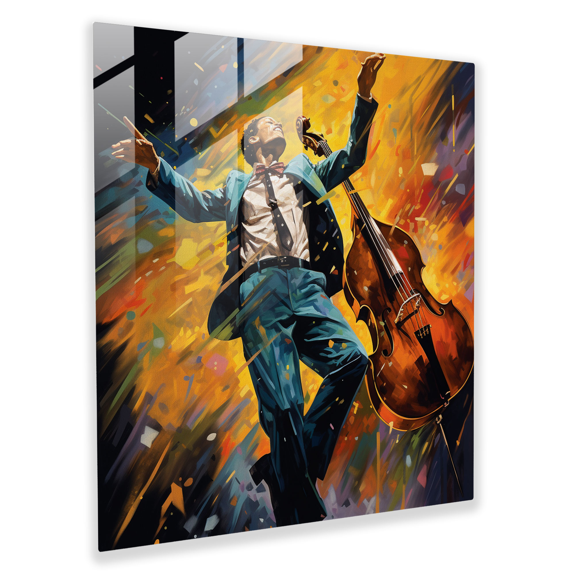 Rhythmic Harmony: Energetic Glass Print - Jazz Glass Wall Art for Home Decoration