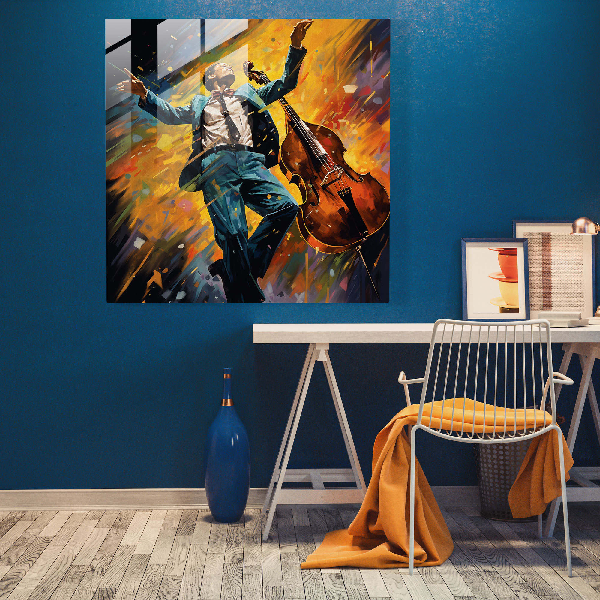 Rhythmic Harmony: Energetic Glass Print - Jazz Glass Wall Art for Home Decoration