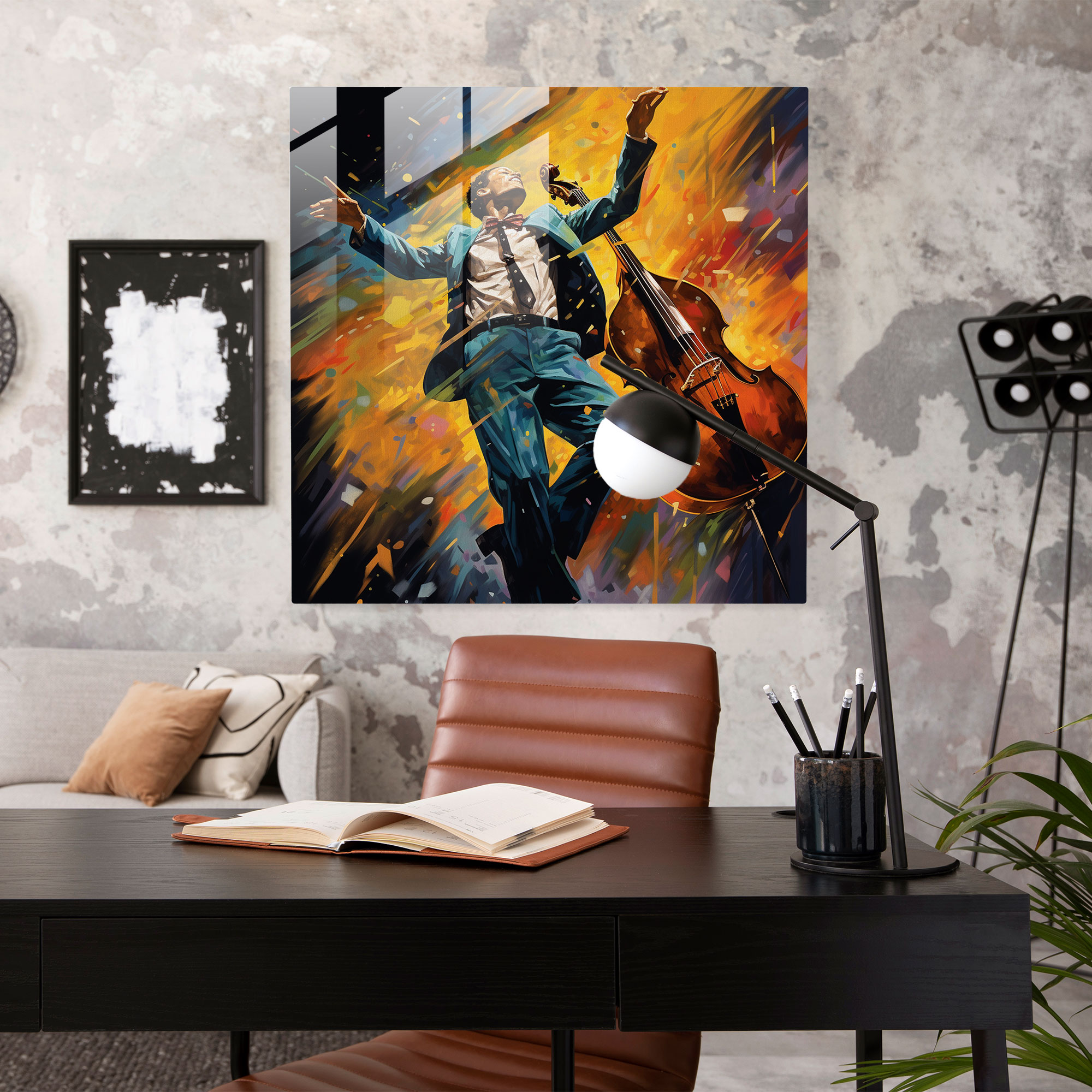 Rhythmic Harmony: Energetic Glass Print - Jazz Glass Wall Art for Home Decoration