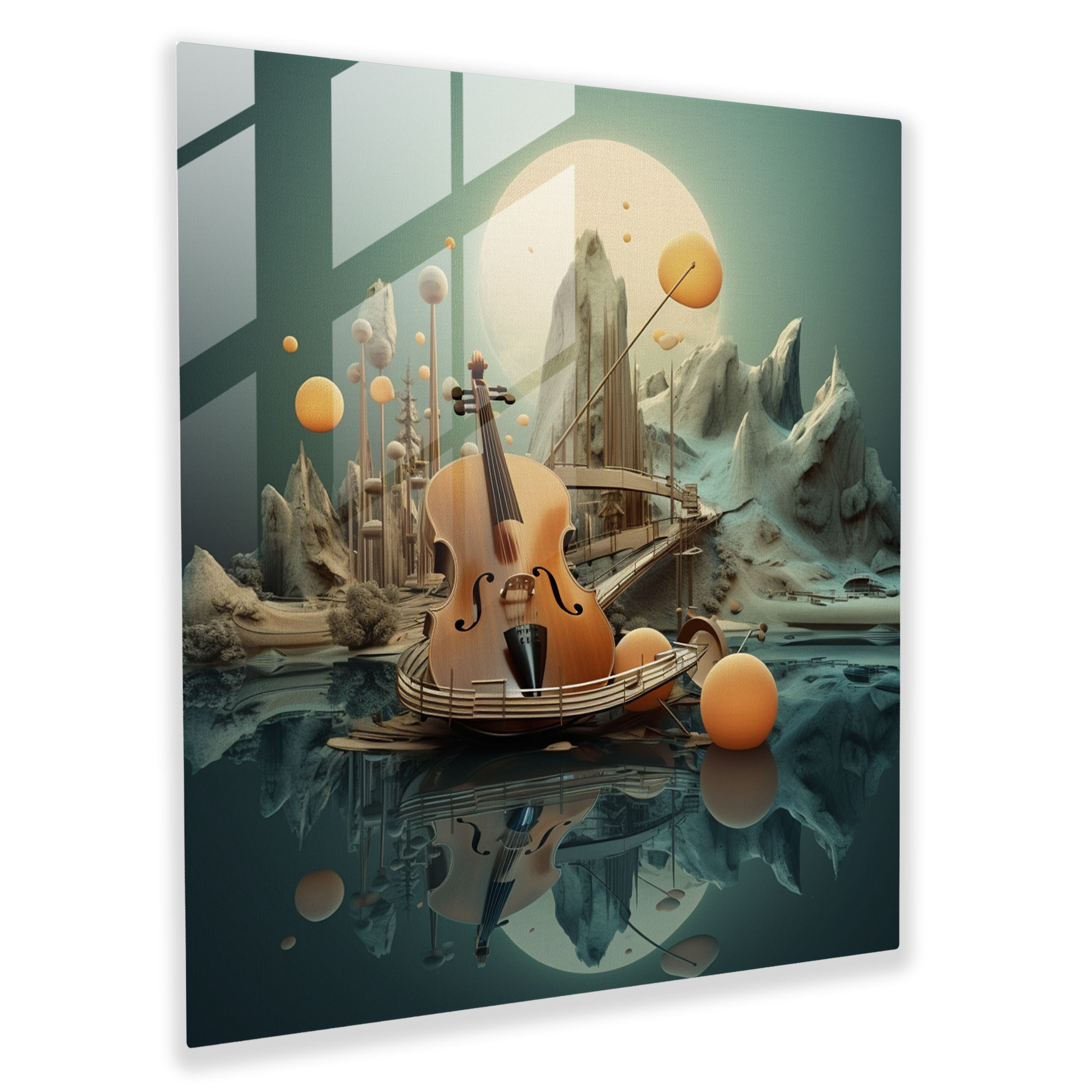 Dreamlike Musical Instruments Glass Print