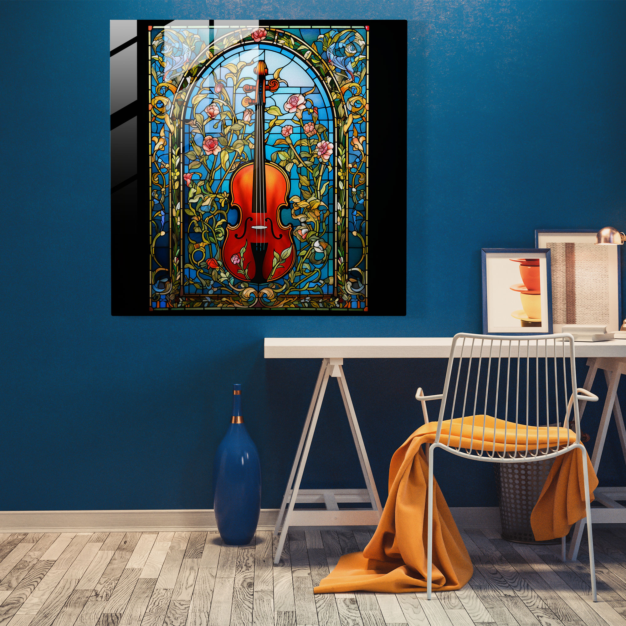 Elegant Stained Glass Music Artwork