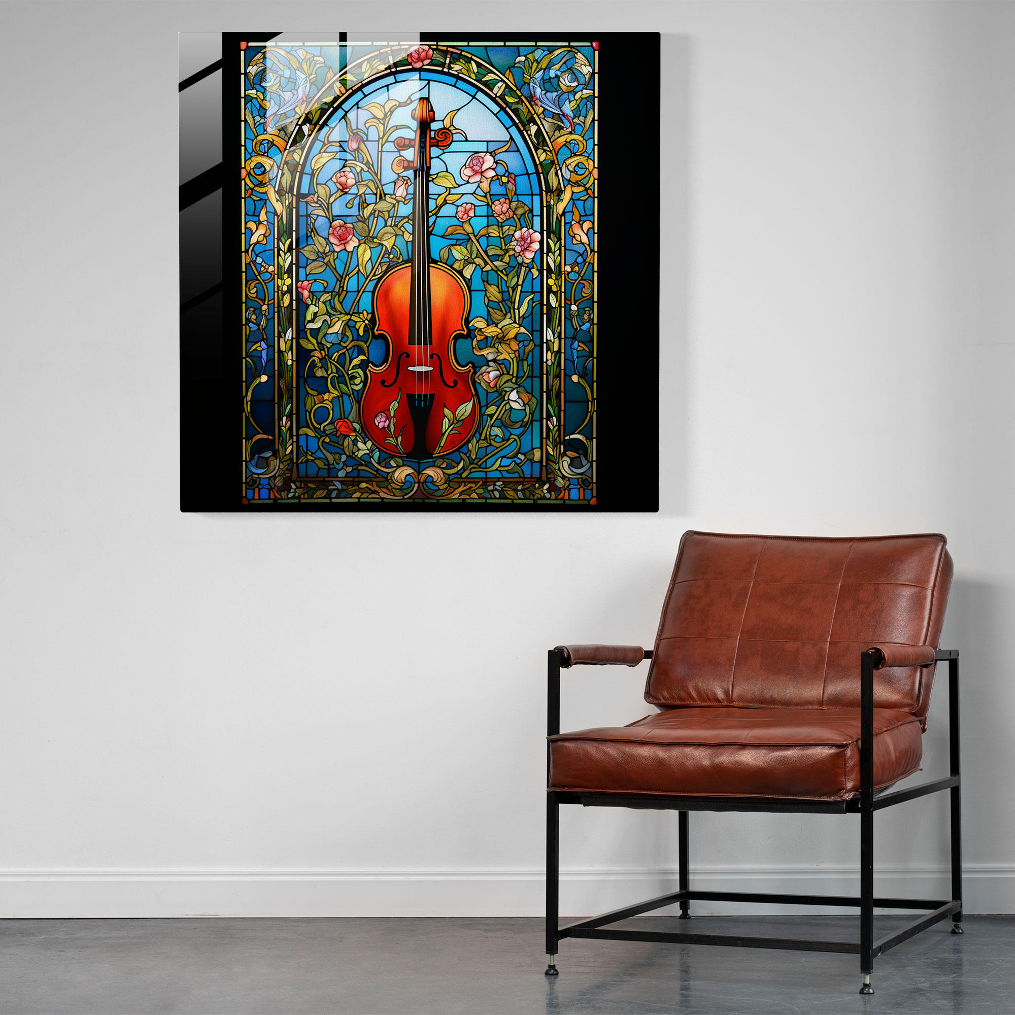 Elegant Stained Glass Music Artwork