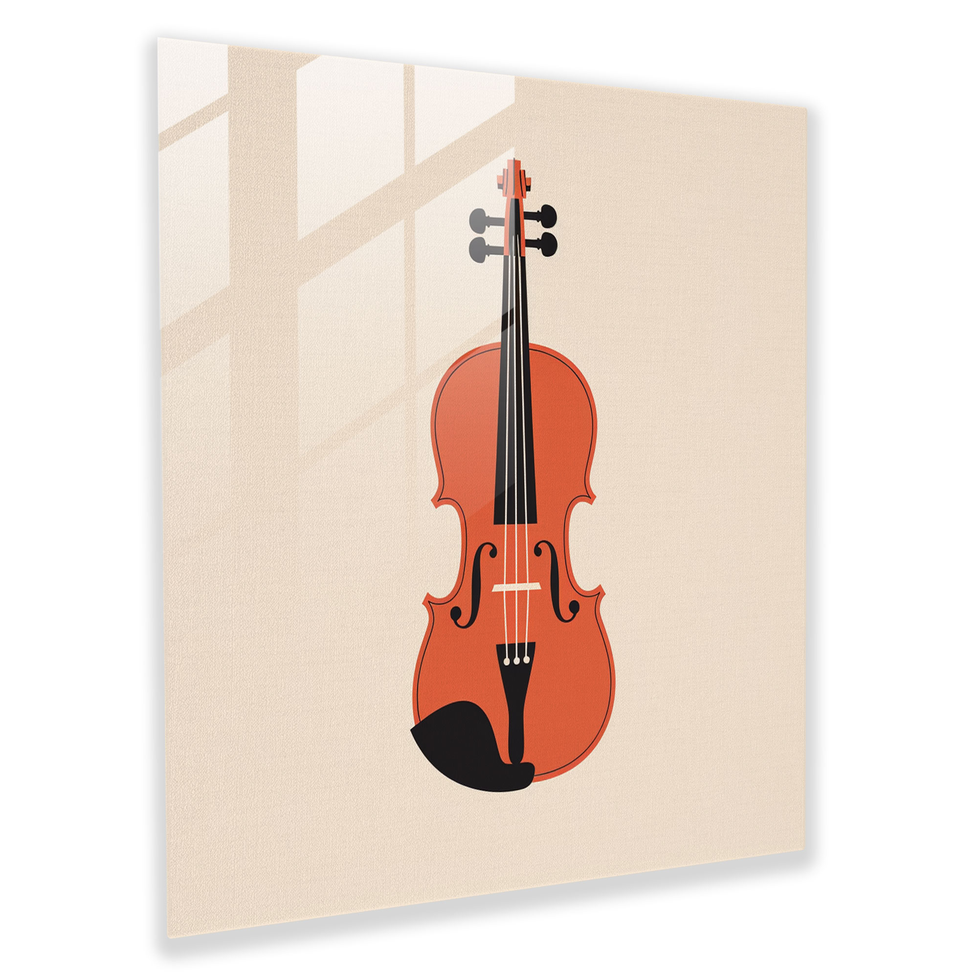 Sleek Linolschnitt Glasbild: Klassische Violinenharmonie