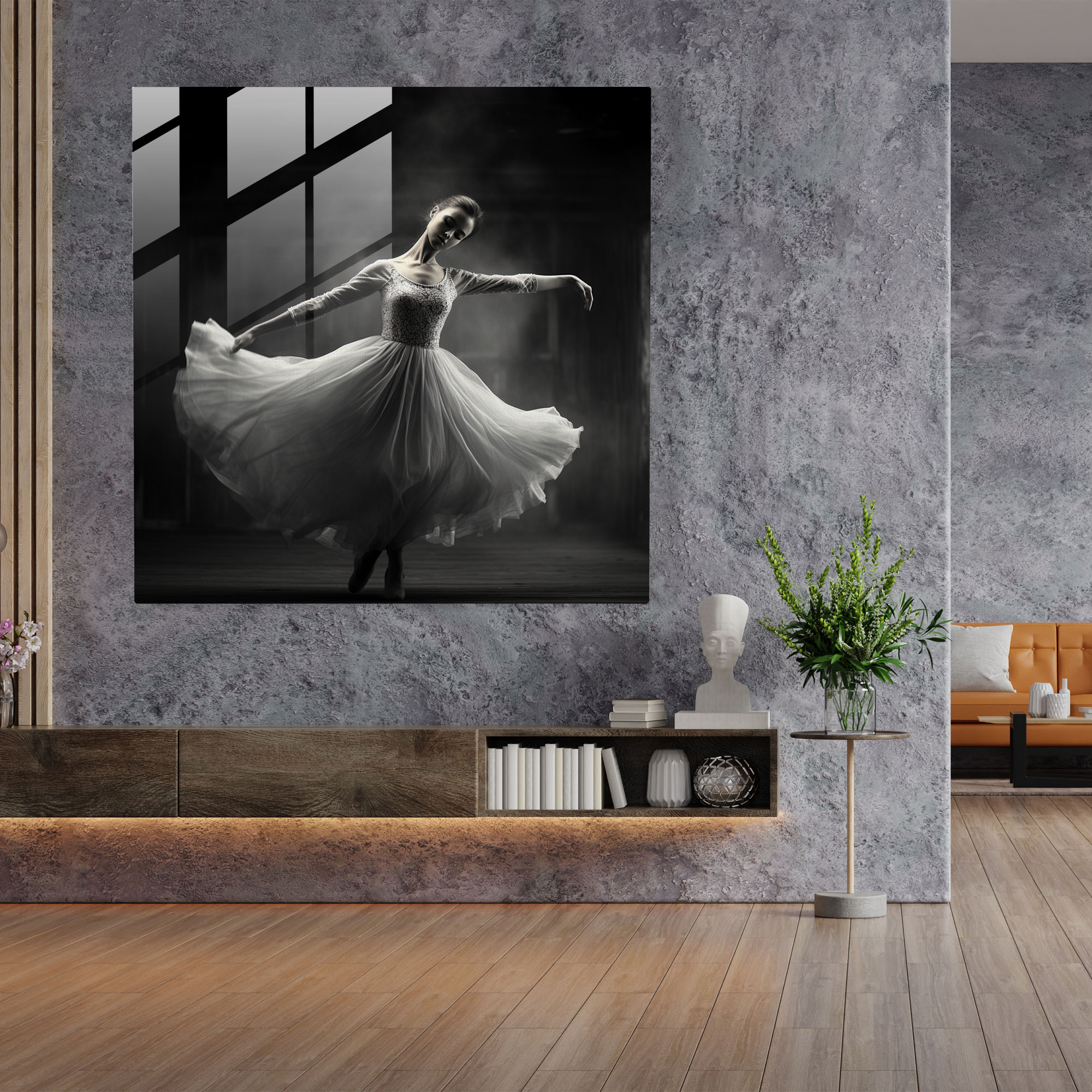 Graceful Ballet Glass Print Wall Decoration - Modern Artwork