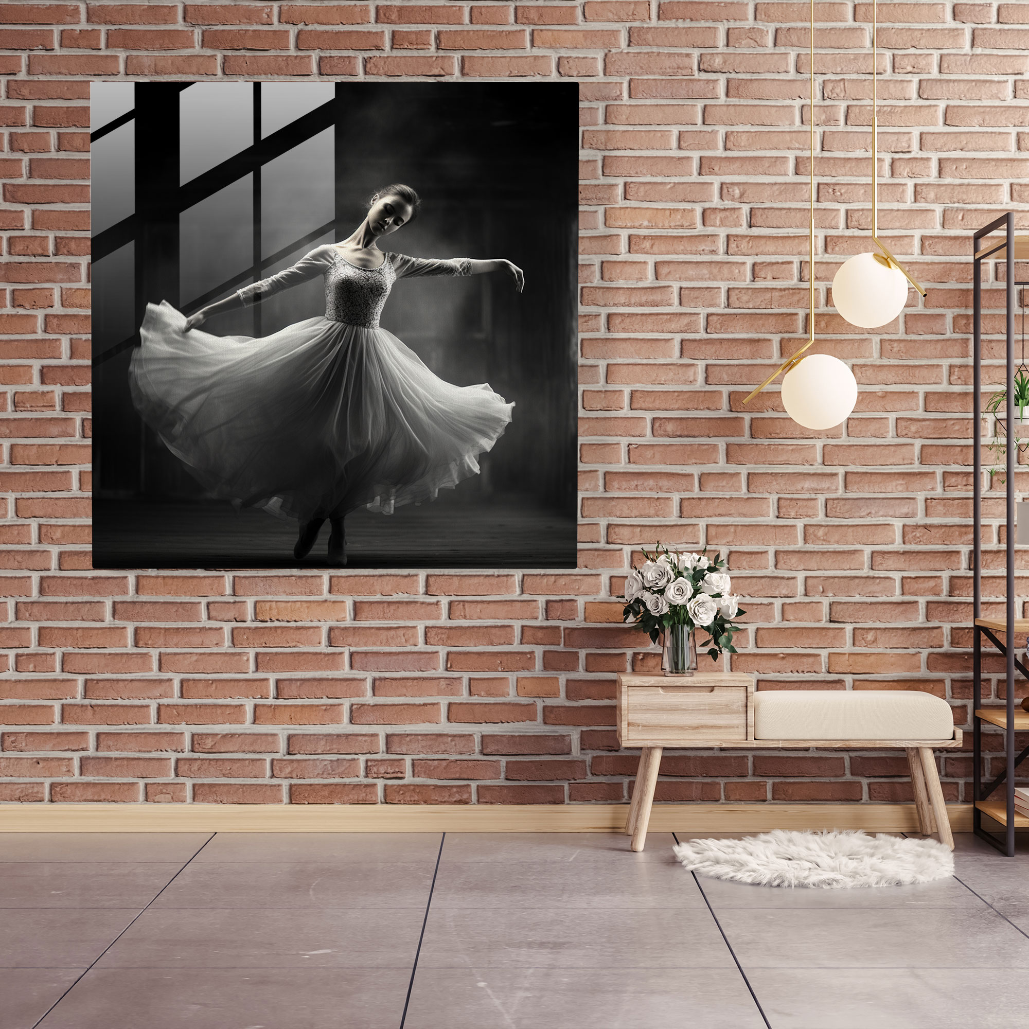 Graceful Ballet Glass Print Wall Decoration - Modern Artwork