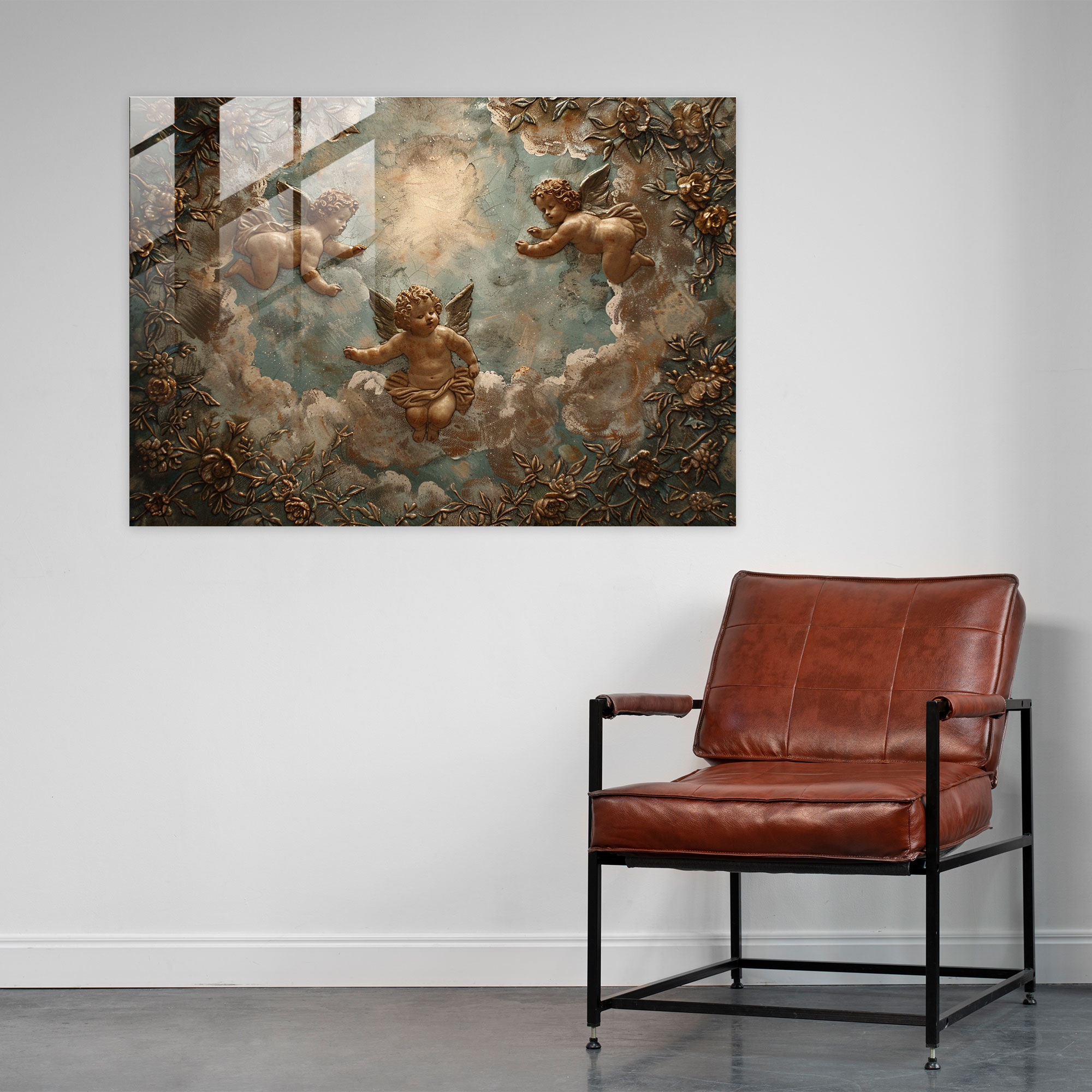 Michelangelo Glass Wall Art: Celestial Cherubs - Michelangelo, Glass Wall Art, Elegant, Cherubs