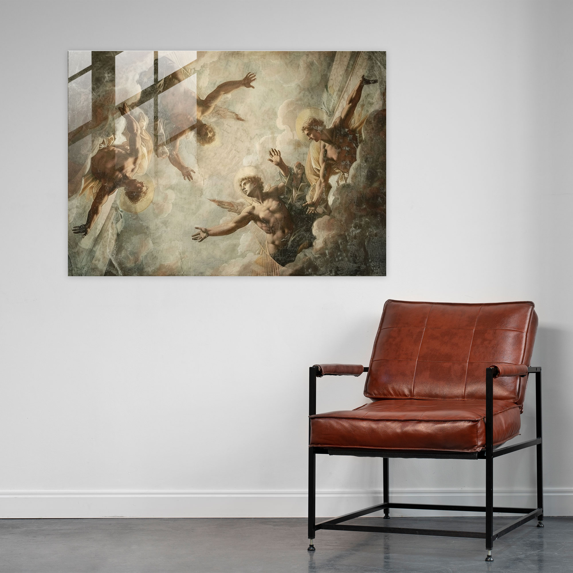 Michelangelo Style Glass Print: Celestial Beings - Michelangelo, Glass Art, Home Decoration, Wall Decoration