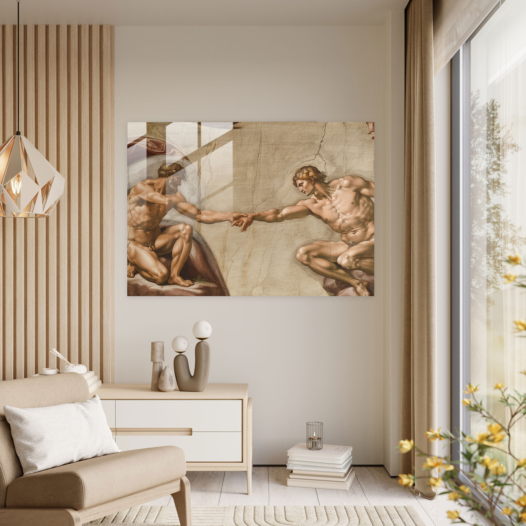 Sistine Chapel Ceiling Reproduction Michelangelo Home Decoration - Michelangelo, Home Decoration, Glass Print, Glass Wall Art