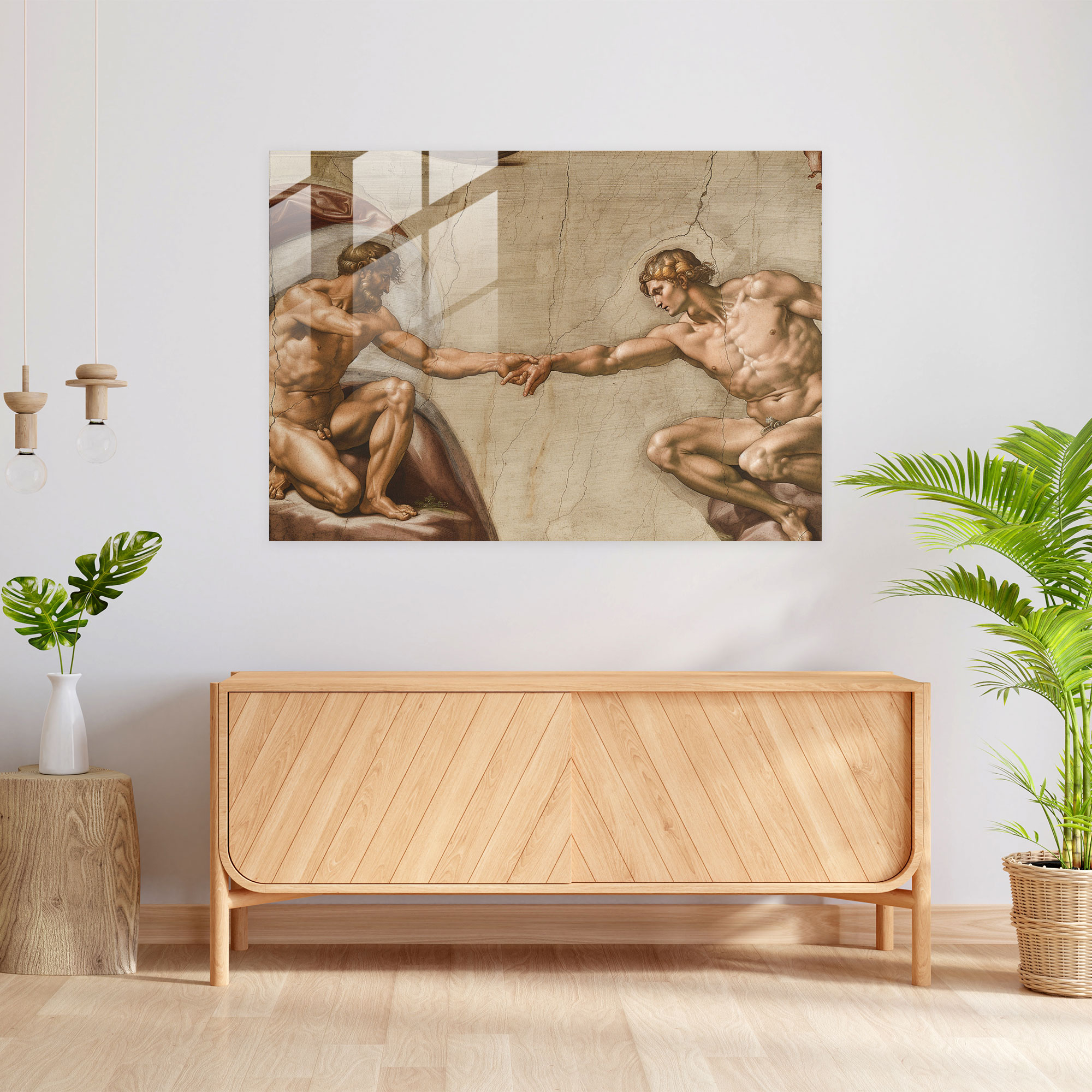 Sistine Chapel Ceiling Reproduction Michelangelo Home Decoration - Michelangelo, Home Decoration, Glass Print, Glass Wall Art