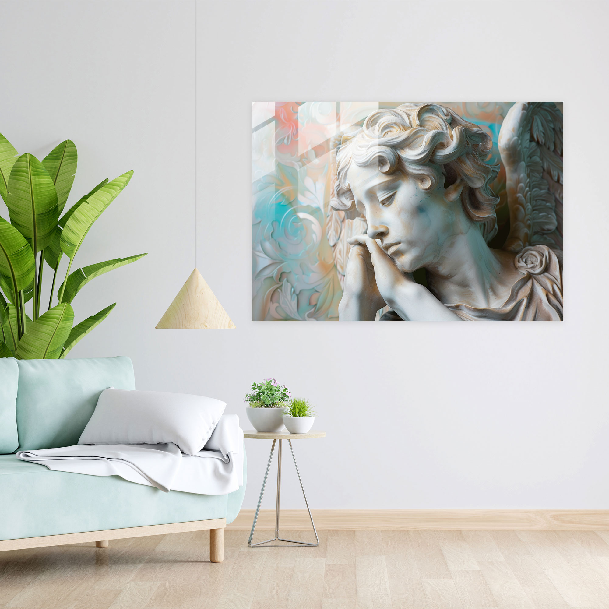 Michelangelo Angelic Grace Glass Print - Michelangelo, Modern Art, Wall Decoration, Michelangelo