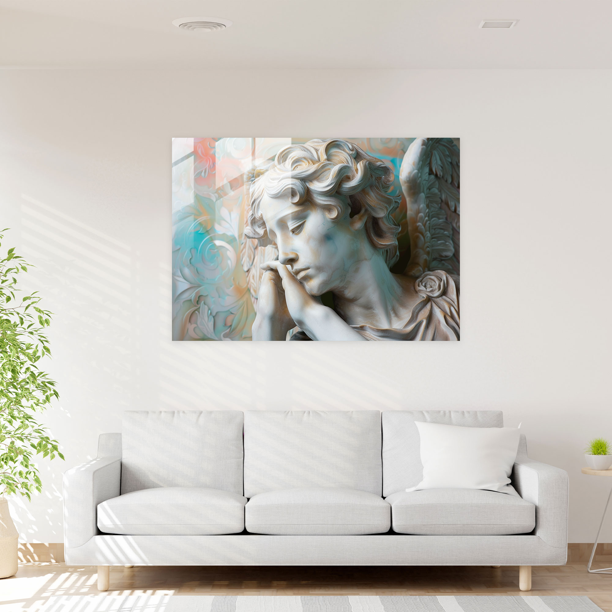 Michelangelo Angelic Grace Glass Print - Michelangelo, Modern Art, Wall Decoration, Michelangelo