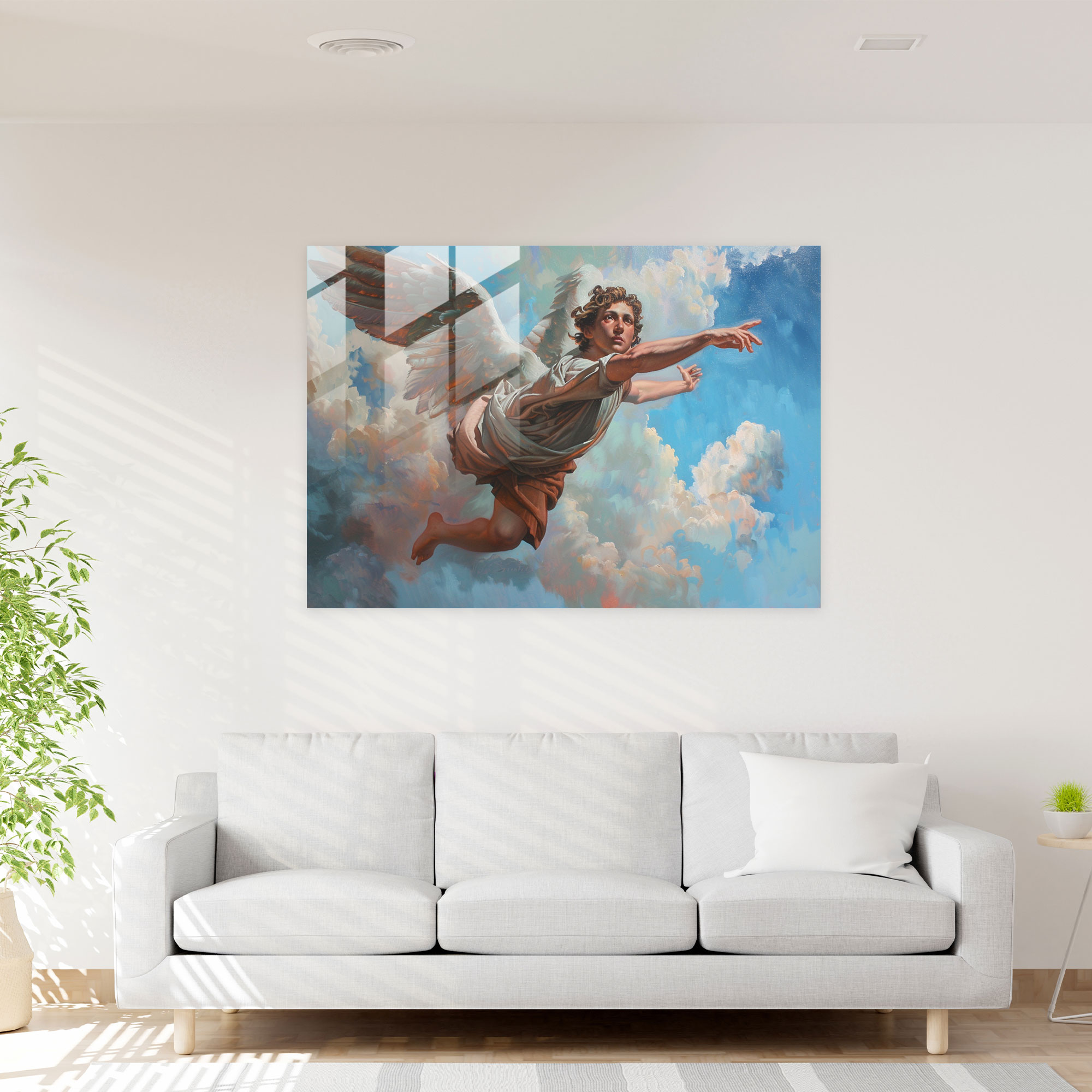 Michelangelo Glass Print - Angelic Descent - Michelangelo, Glass Art, Michelangelo, Wall Decoration