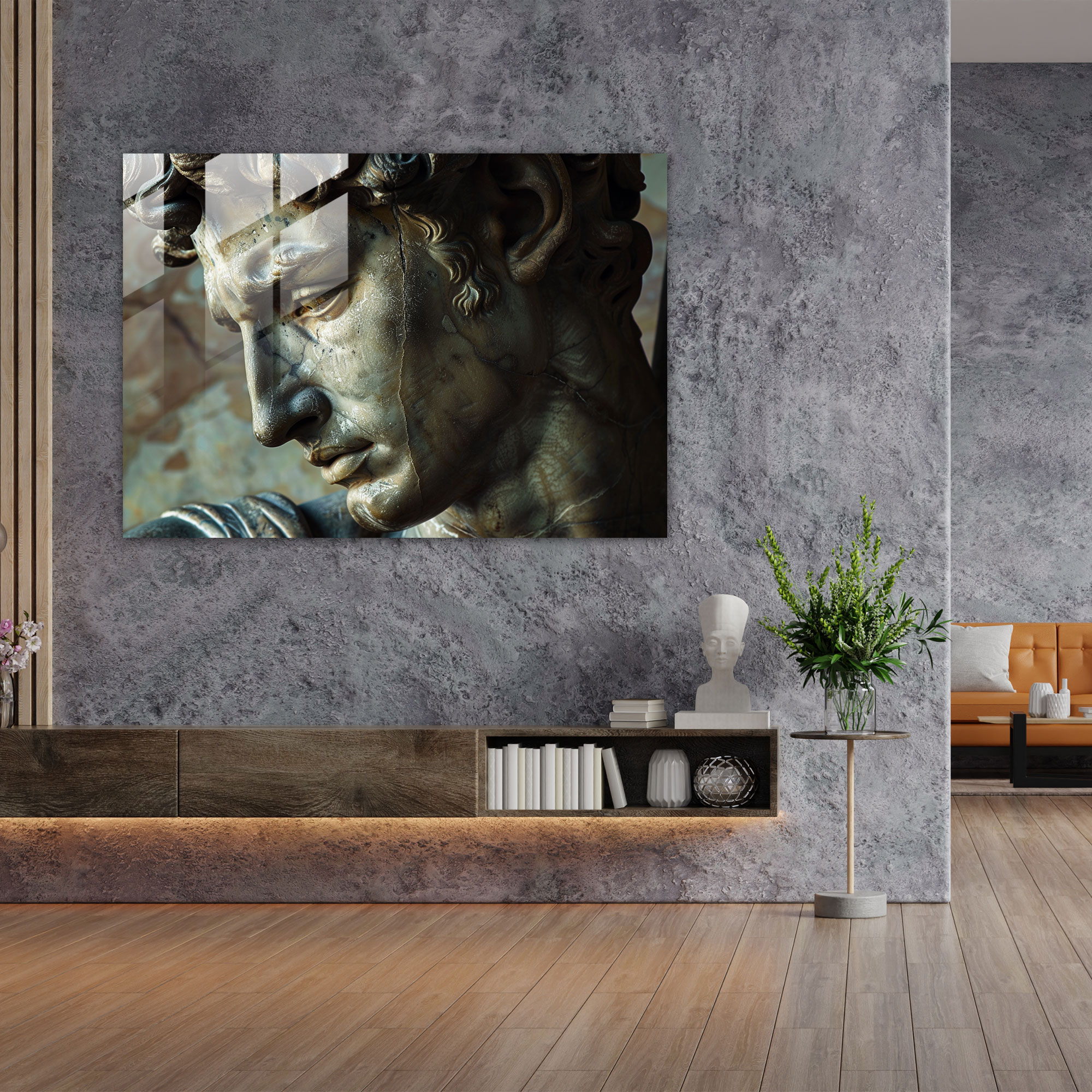 Michelangelo Glass Wall Art - Powerful Male Figure - Michelangelo, Home Decoration, Glass Art, Glass Wall Art