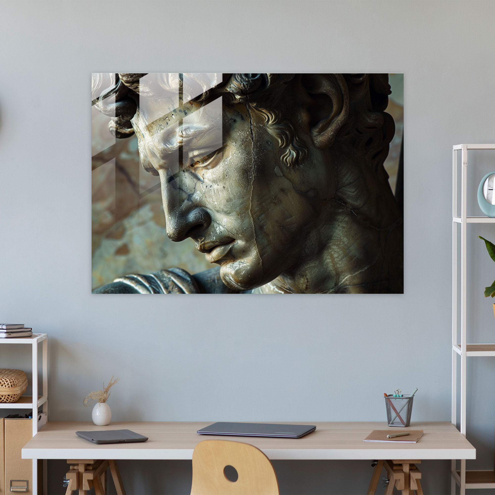 Michelangelo Glass Wall Art - Powerful Male Figure - Michelangelo, Home Decoration, Glass Art, Glass Wall Art