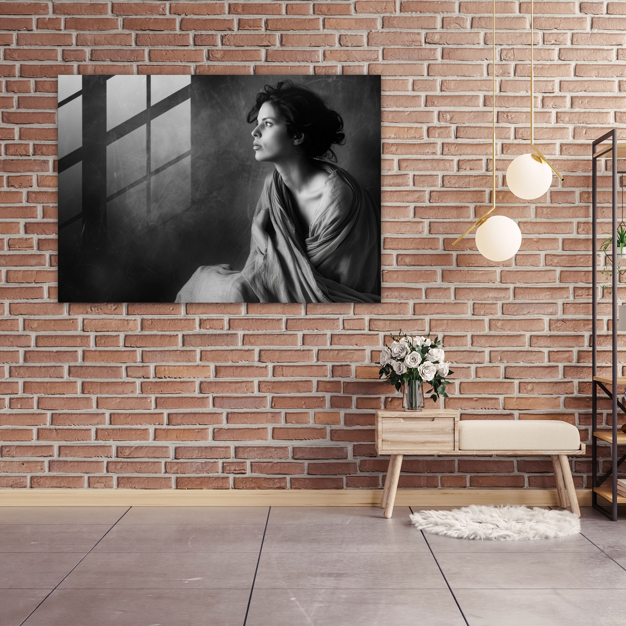 Michelangelo Home Decoration - Contemplative Woman - Michelangelo, Home Decoration, Glass Art, Wall Decoration