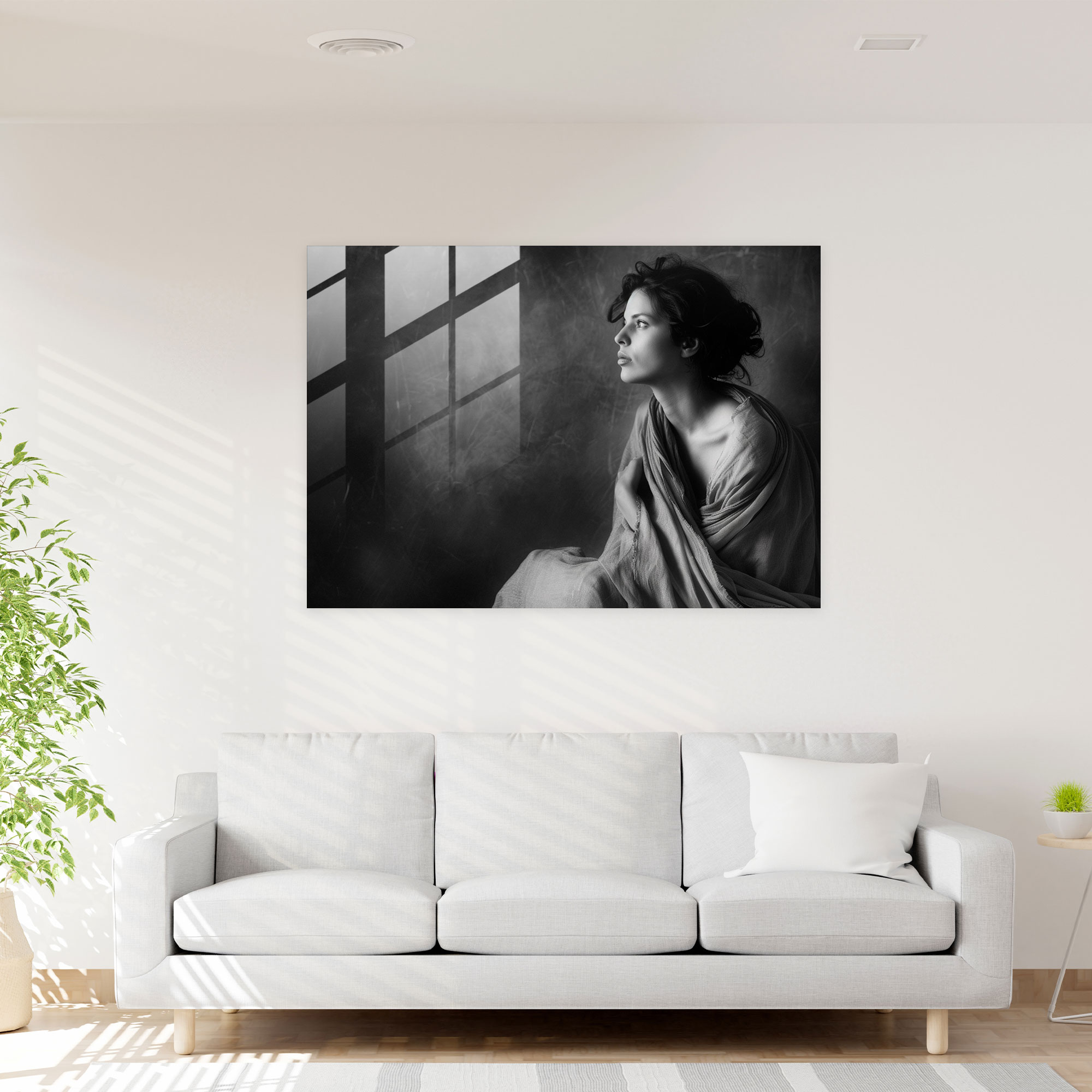 Michelangelo Home Decoration - Contemplative Woman - Michelangelo, Home Decoration, Glass Art, Wall Decoration