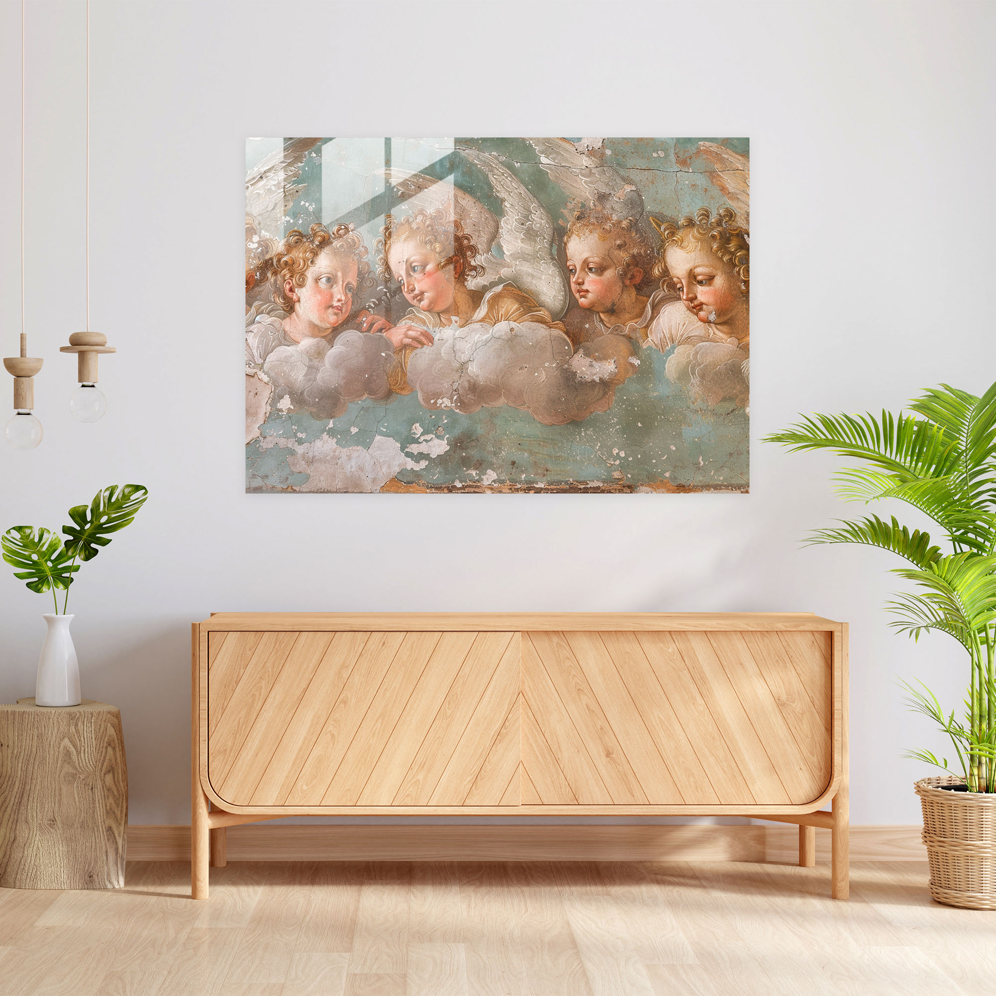 Michelangelo Wall Decoration - Celestial Angels - Michelangelo, Modern Art, Glass Art, Wall Decoration
