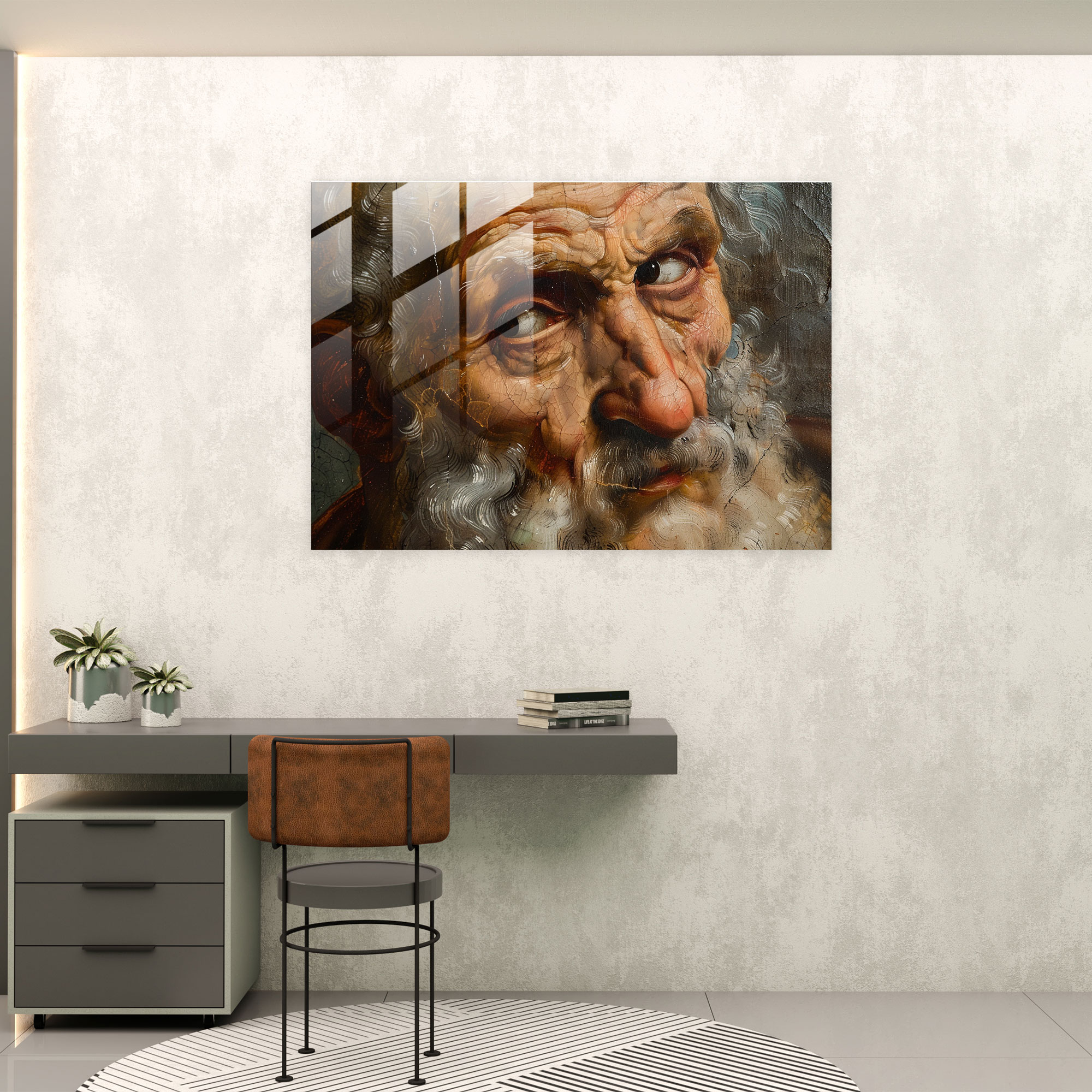 Michelangelo Home Decoration - Iconic Figure Portrait - Michelangelo, Glass Art, Wall Decoration, Michelangelo