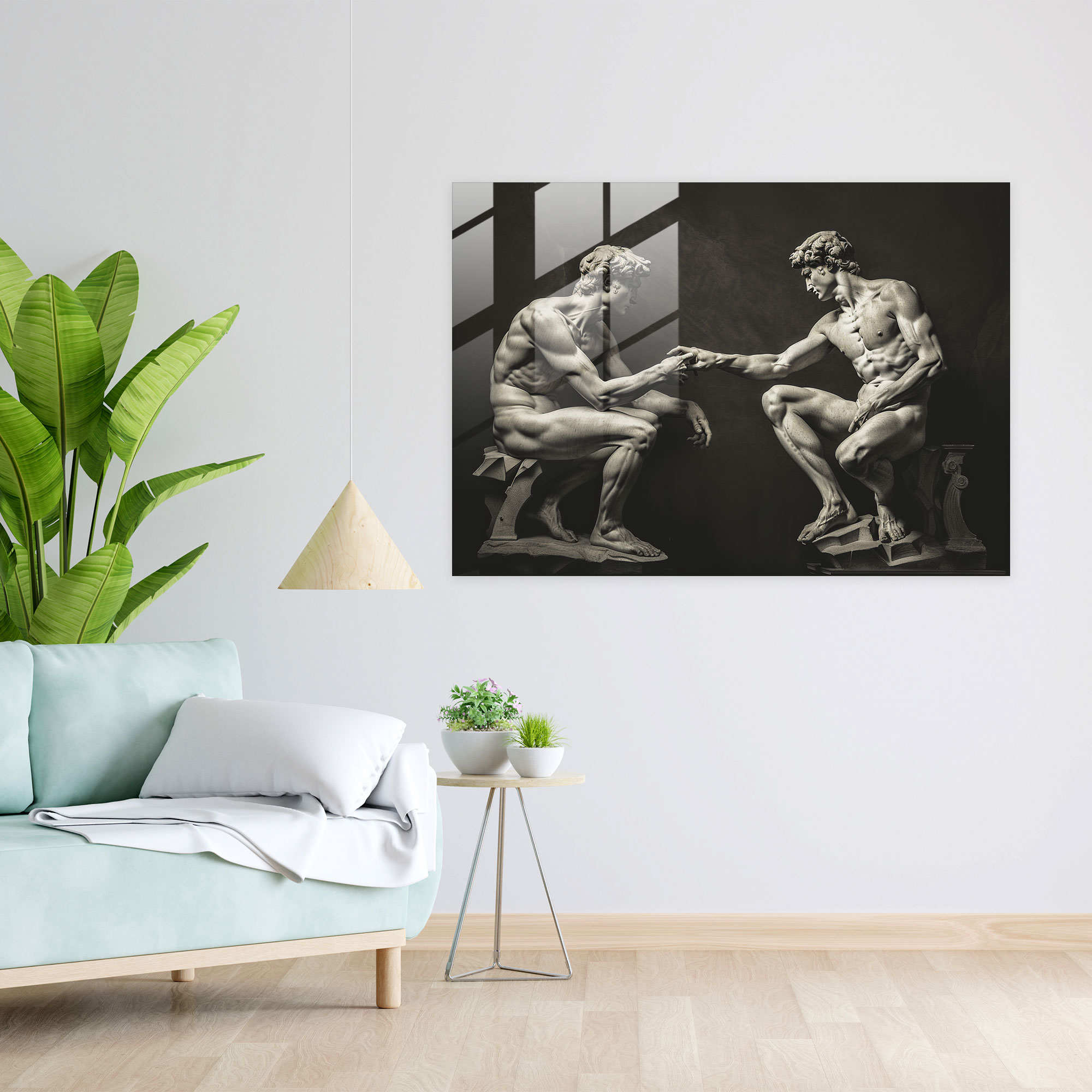 Michelangelo Glass Print: Dramatic Poses - Michelangelo, Modern Art, Home Decoration, Michelangelo