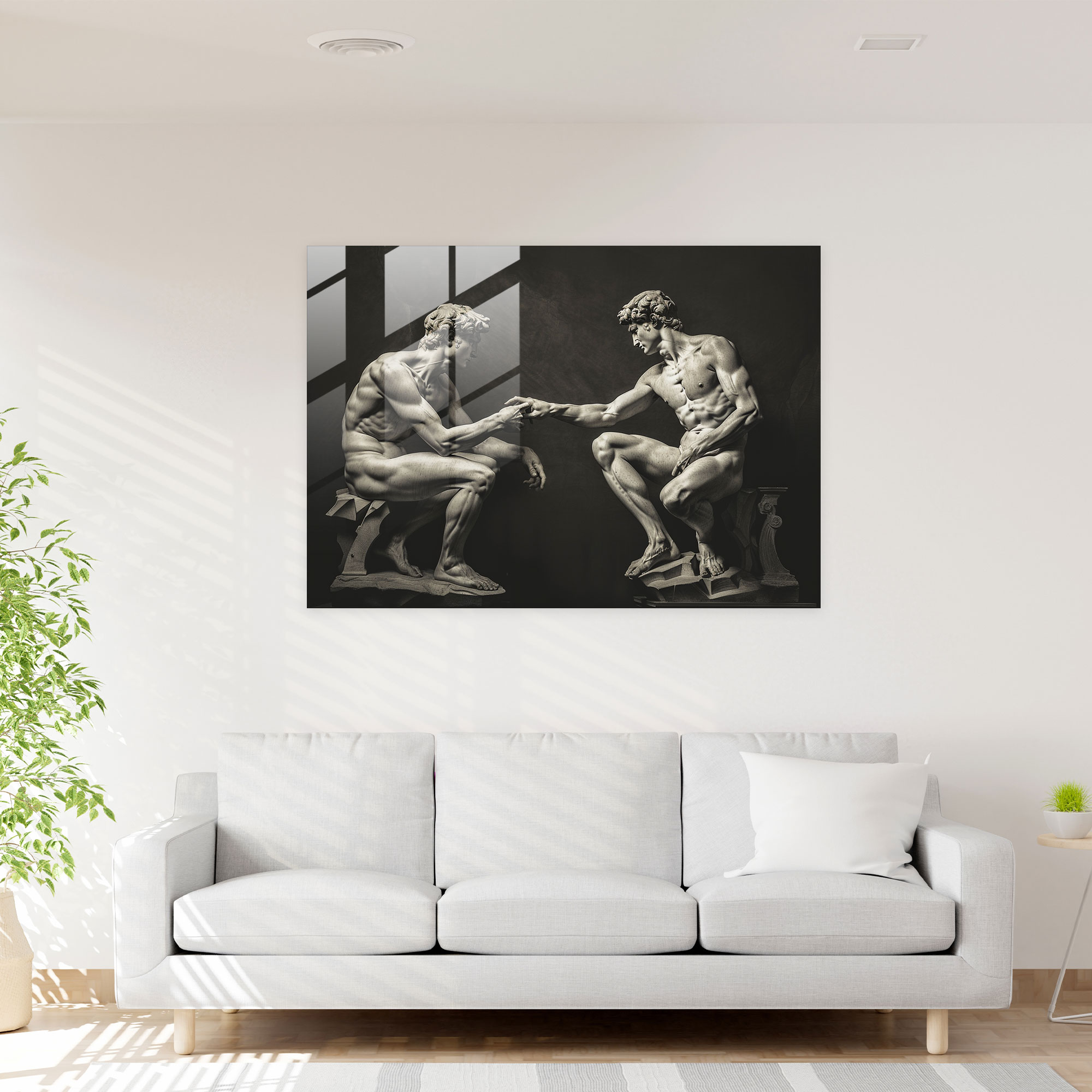 Michelangelo Glass Print: Dramatic Poses - Michelangelo, Modern Art, Home Decoration, Michelangelo