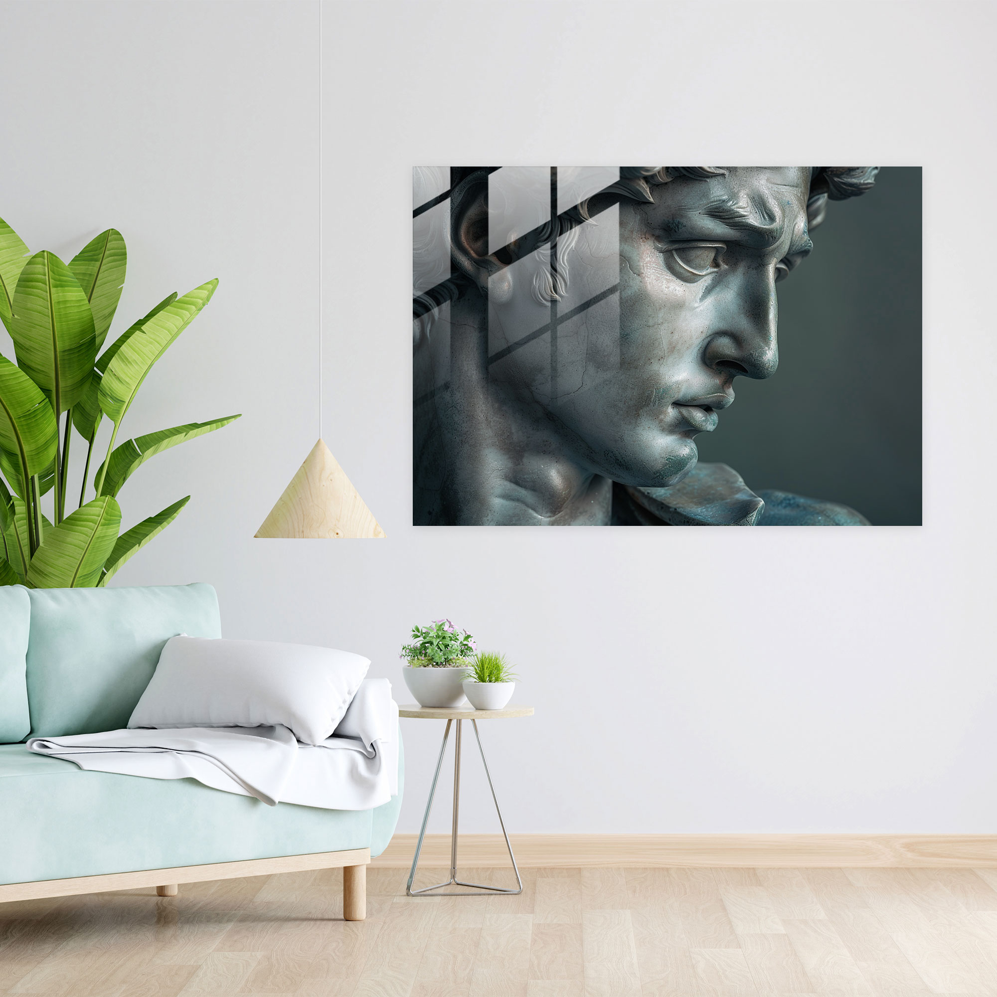 Michelangelo Glass Print - Majestic Male Figure - Michelangelo, Wall Decoration, Michelangelo, Modern Art