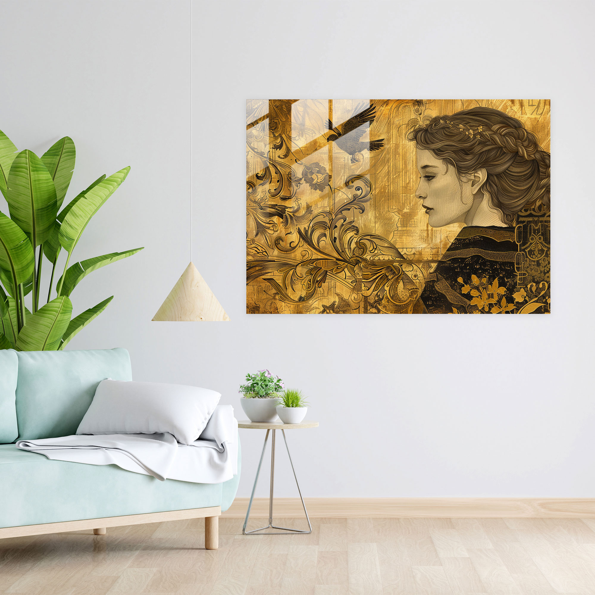 Michelangelo Glass Print Renaissance Elegance - Michelangelo, Home Decoration, Michelangelo, Wall Decoration