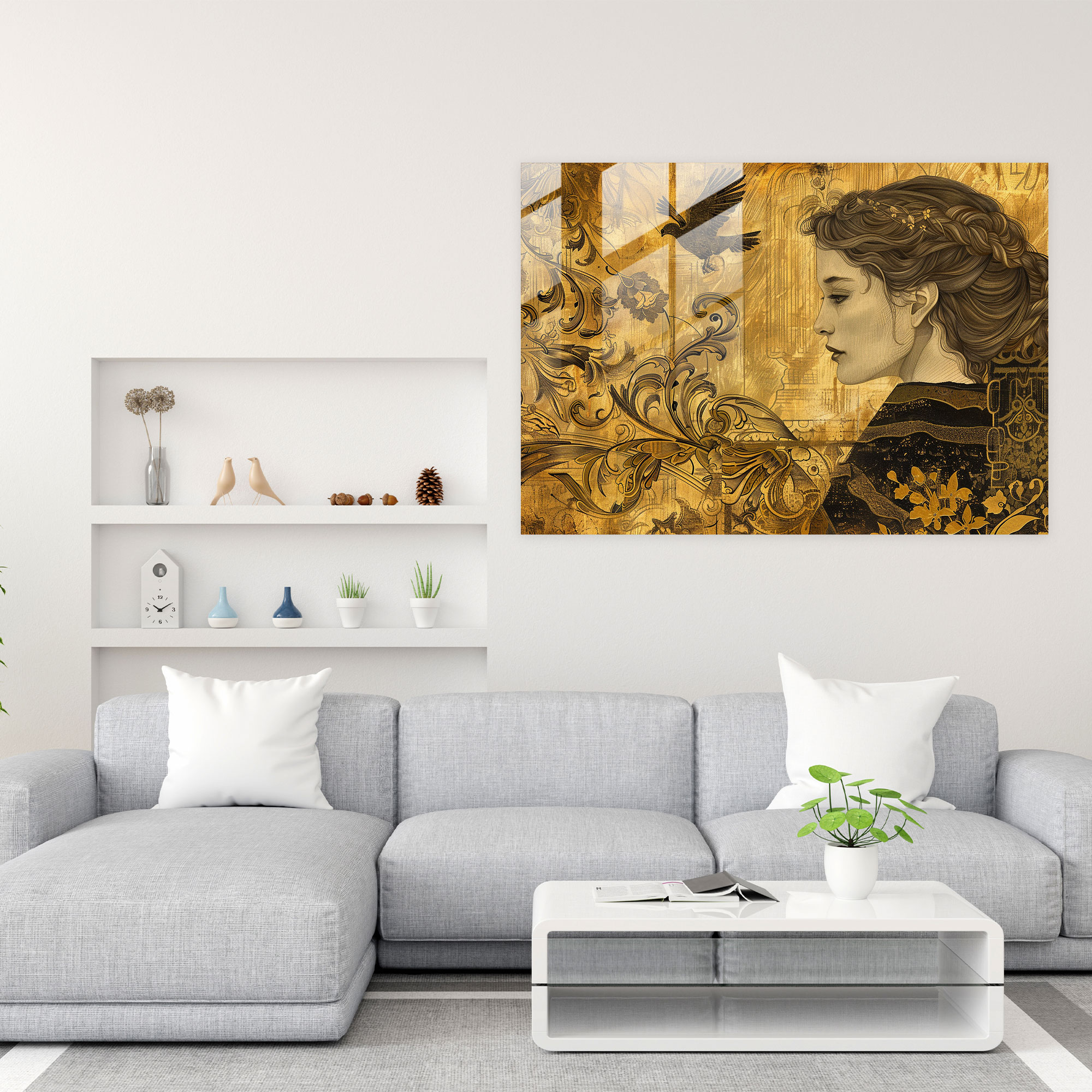 Michelangelo Glass Print Renaissance Elegance - Michelangelo, Home Decoration, Michelangelo, Wall Decoration