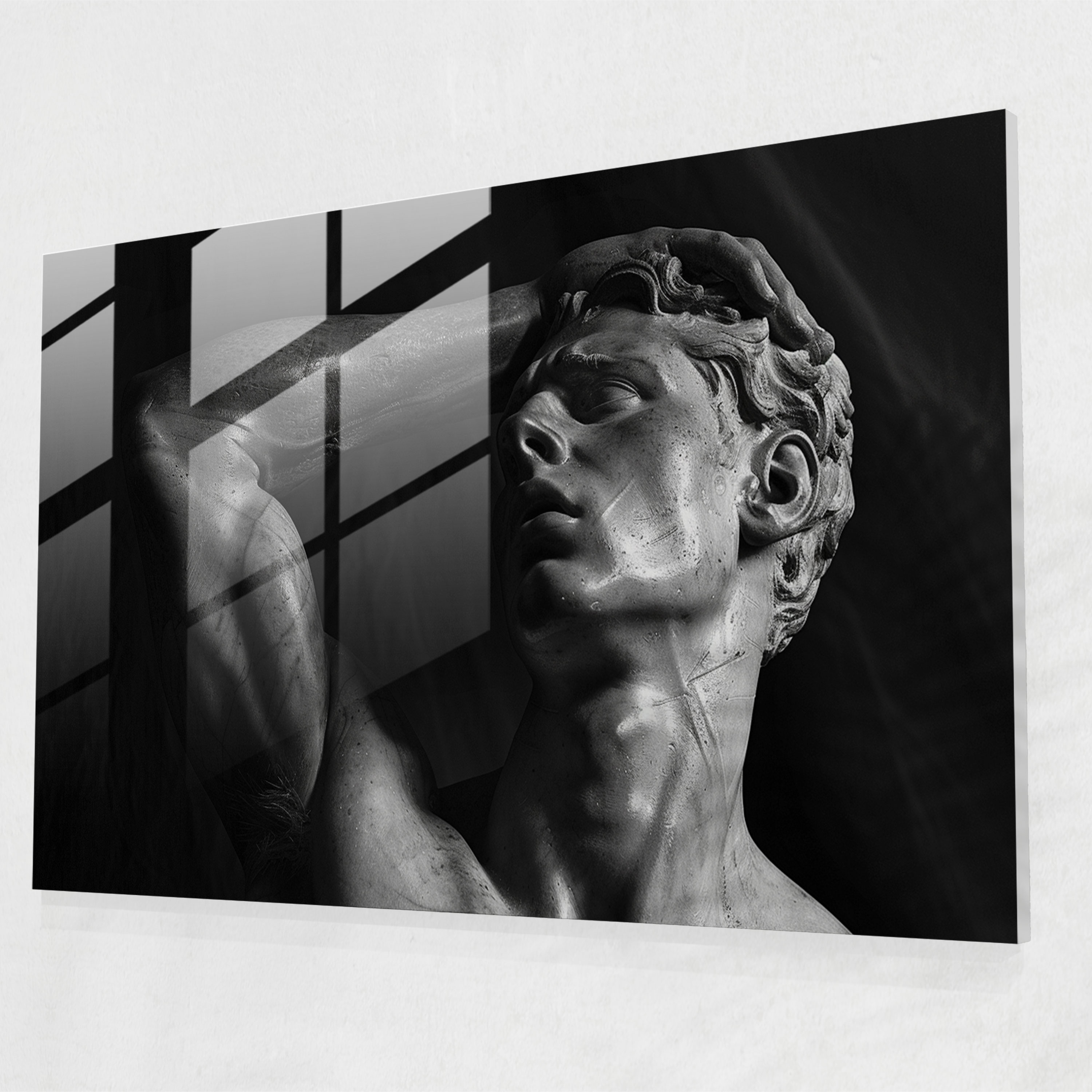 Michelangelo Glass Wall Art Classical Sculpture - Michelangelo, Wall Decoration, Home Decoration, Modern Art