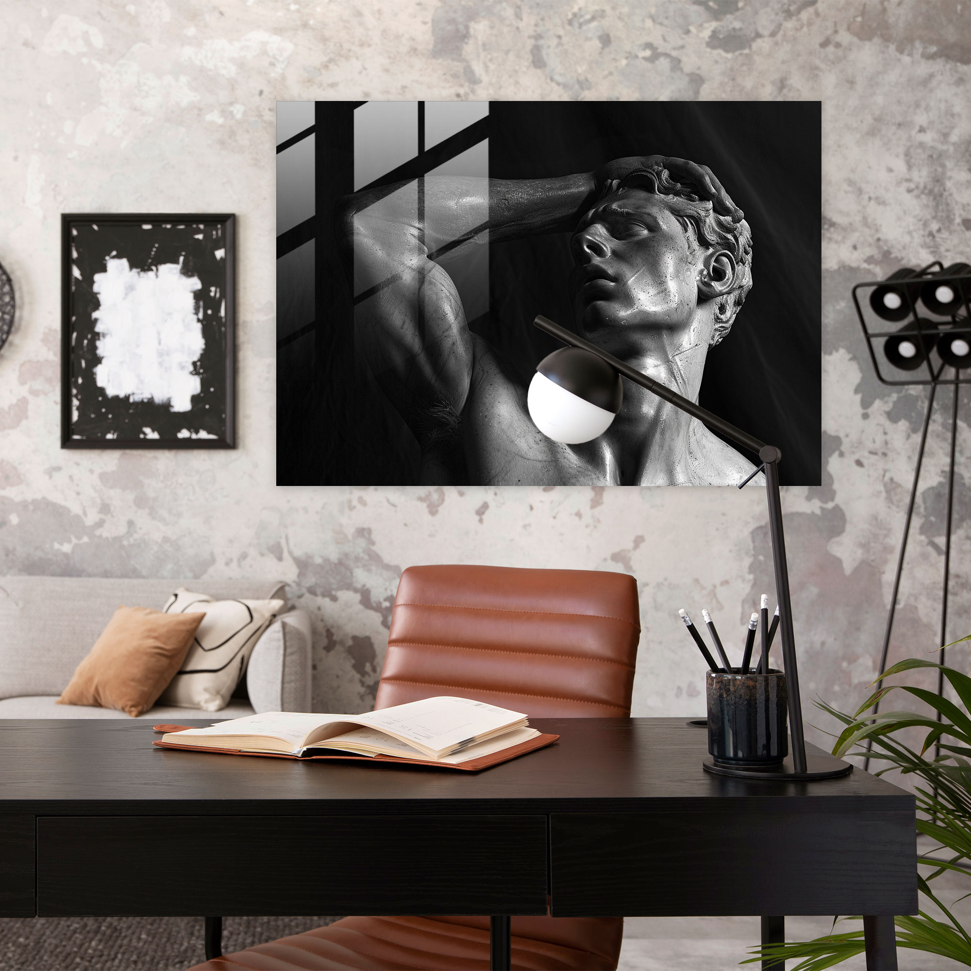 Michelangelo Glass Wall Art Classical Sculpture - Michelangelo, Wall Decoration, Home Decoration, Modern Art