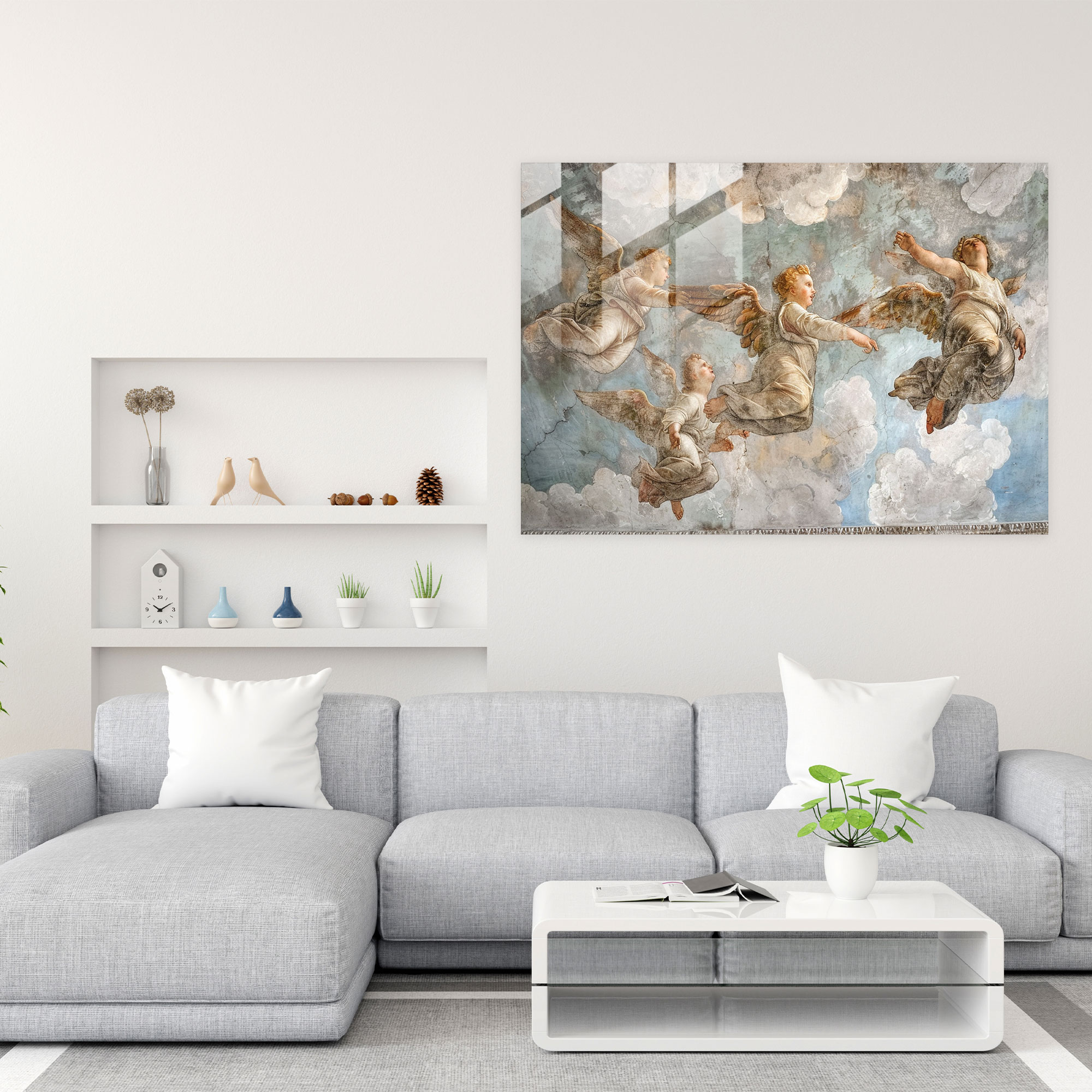 Michelangelo Heavenly Scenes Modern Art - Michelangelo, Home Decoration, Glass Art, Glass Print