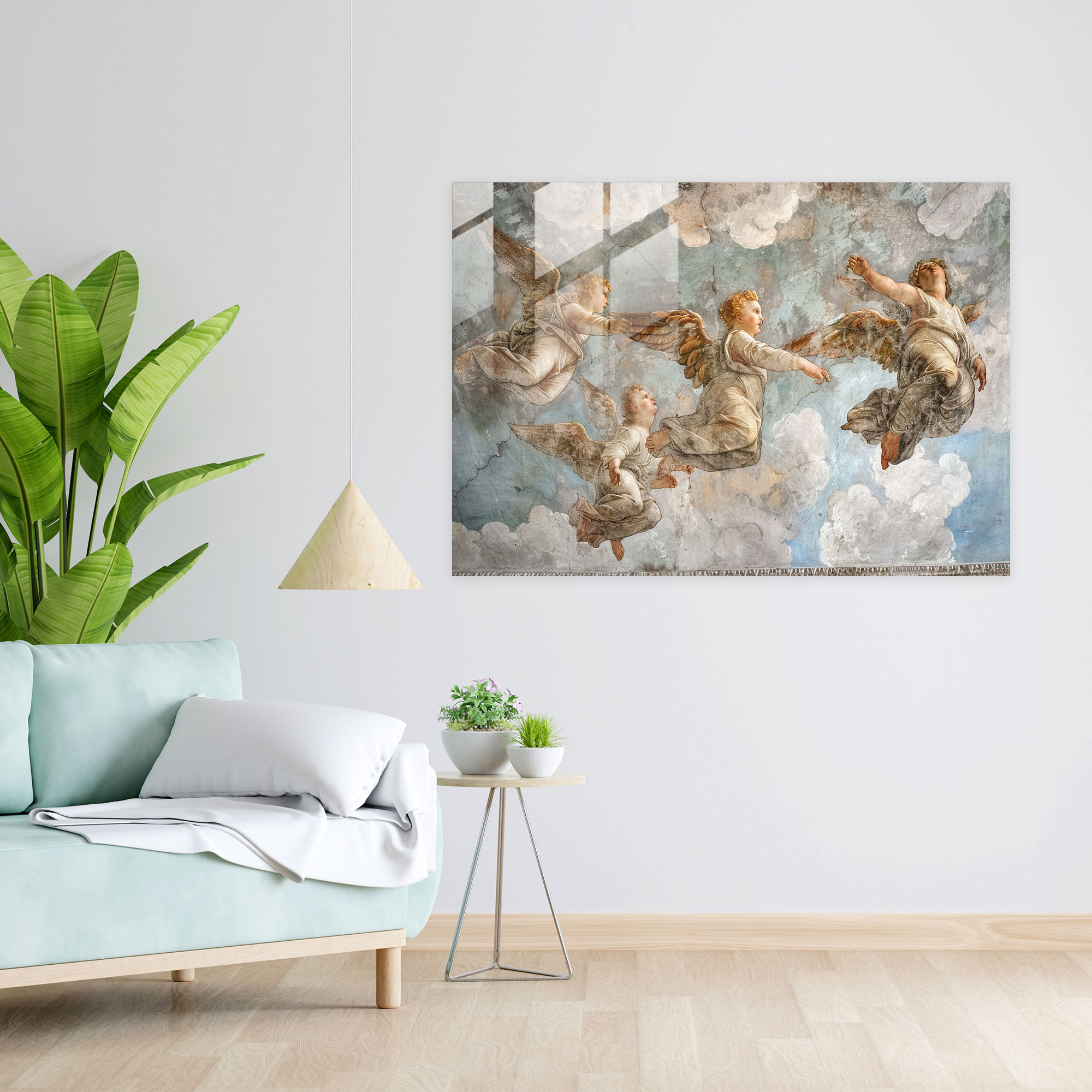 Michelangelo Heavenly Scenes Modern Art - Michelangelo, Home Decoration, Glass Art, Glass Print