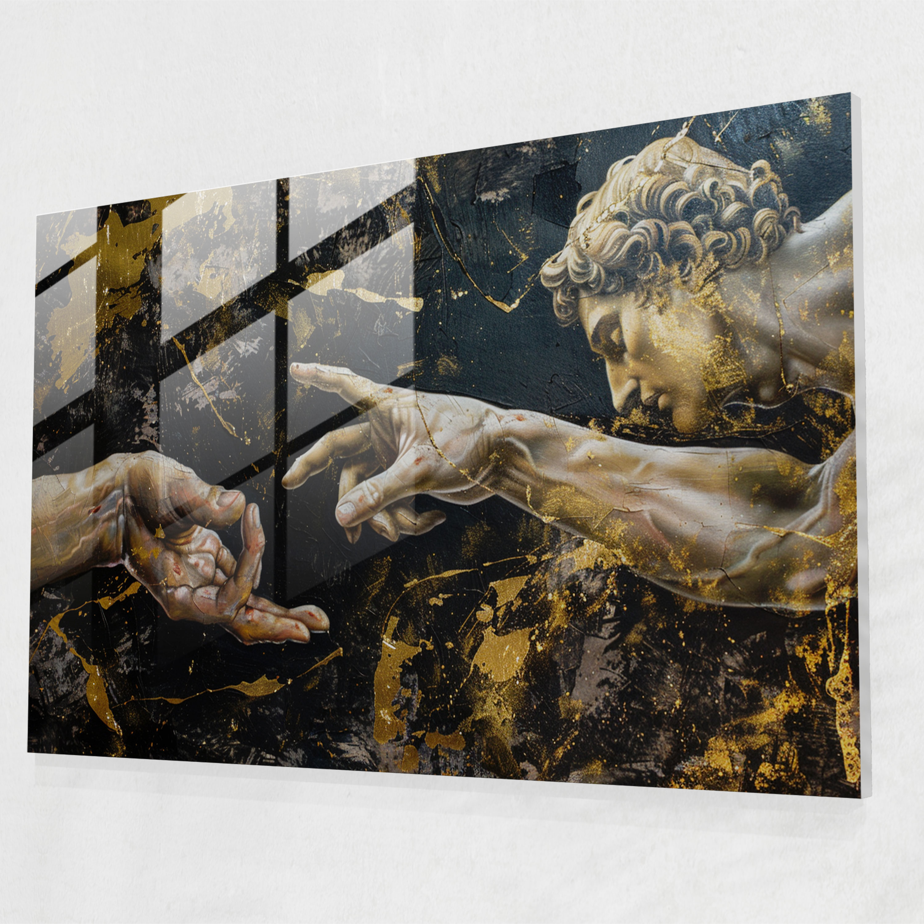 Michelangelo Glass Wall Art - Creation Of Adam - Michelangelo, Glass Wall Art, Modern Art, Michelangelo